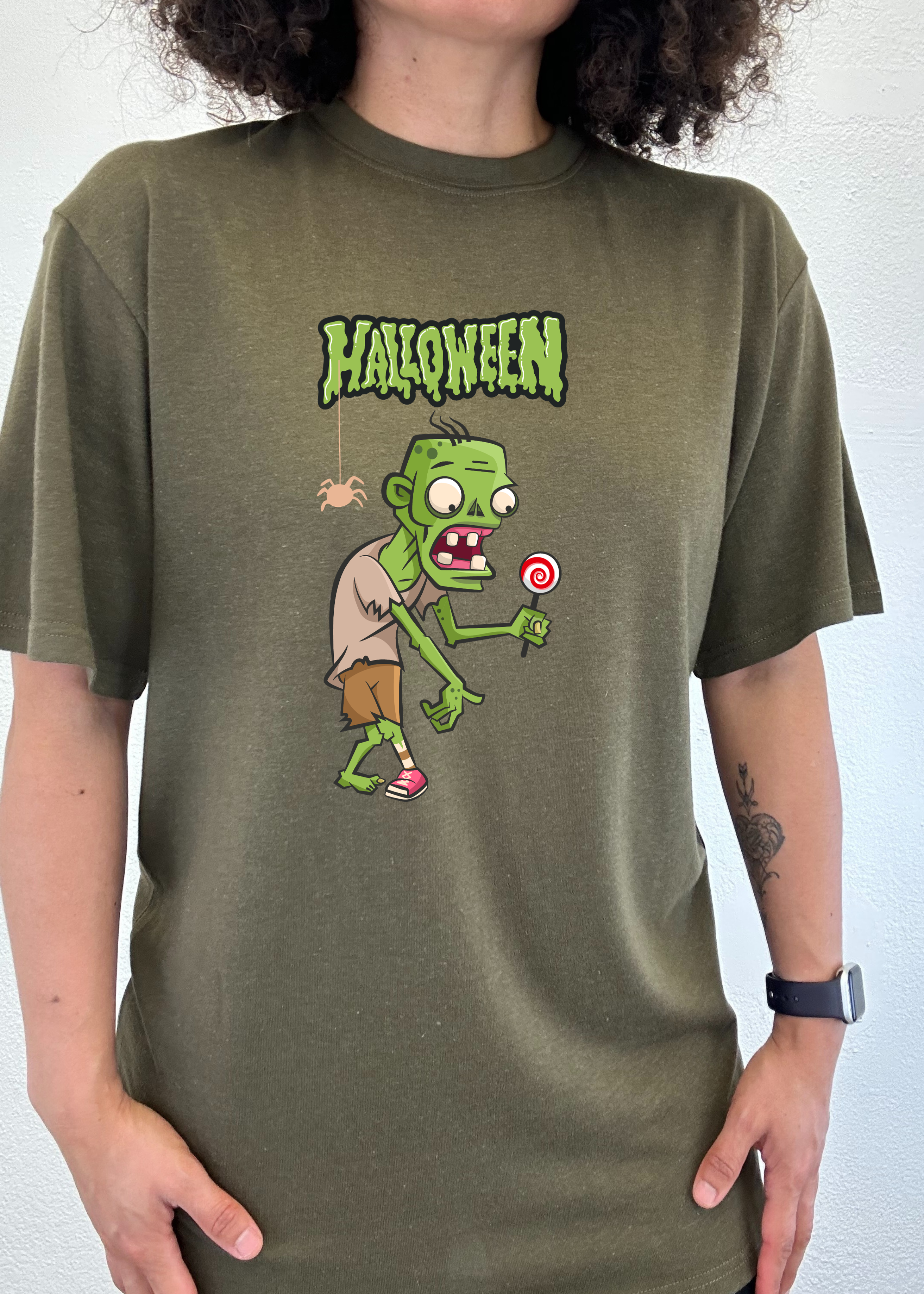 Halloween Green Monster Unisex Bamboo Viscose/Organic Cotton Short Sleeve Graphic T-Shirt - The7Letter