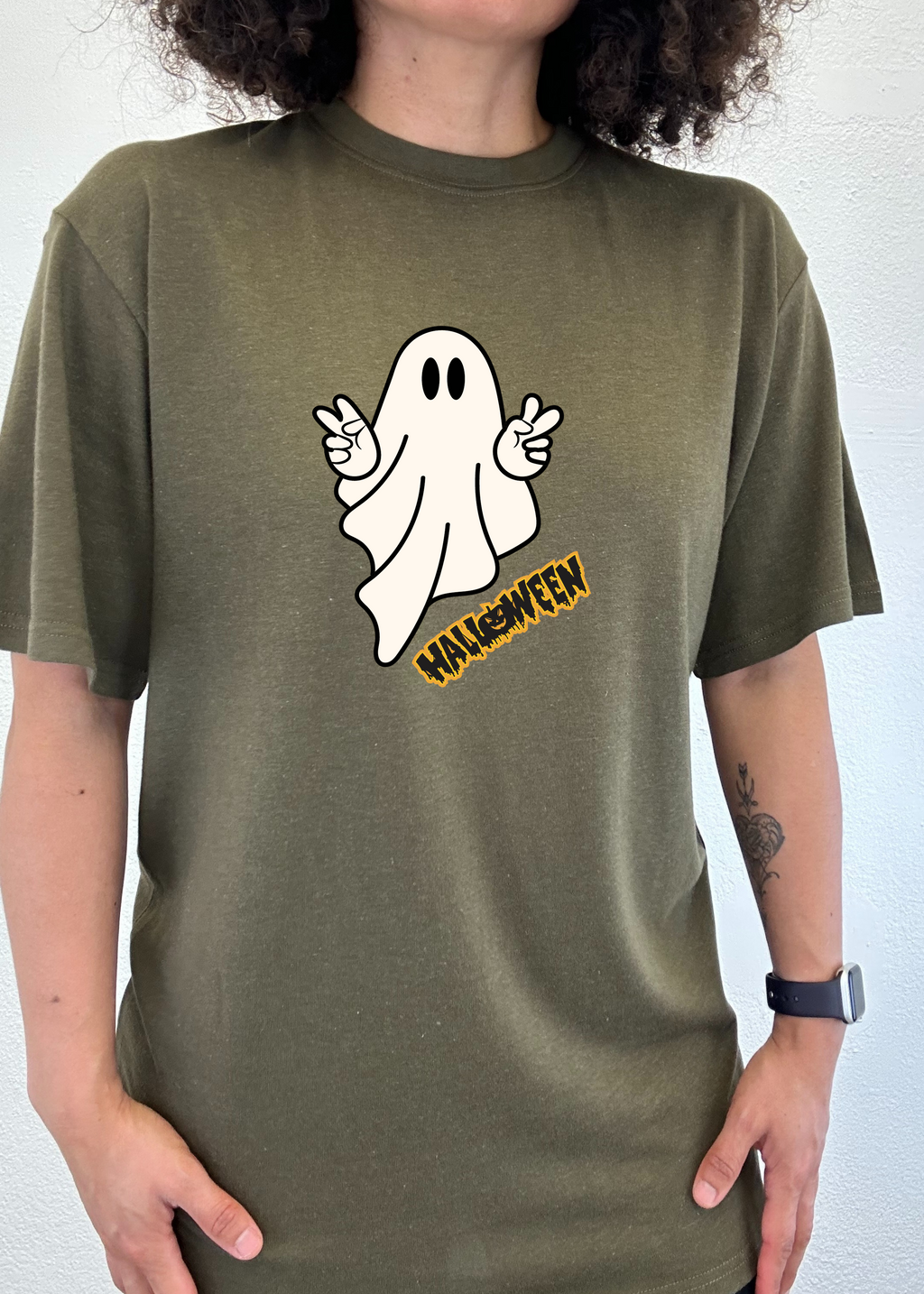 Halloween Ghost Unisex Bamboo Viscose/Organic Cotton Short Sleeve Graphic T-Shirt - The7Letter