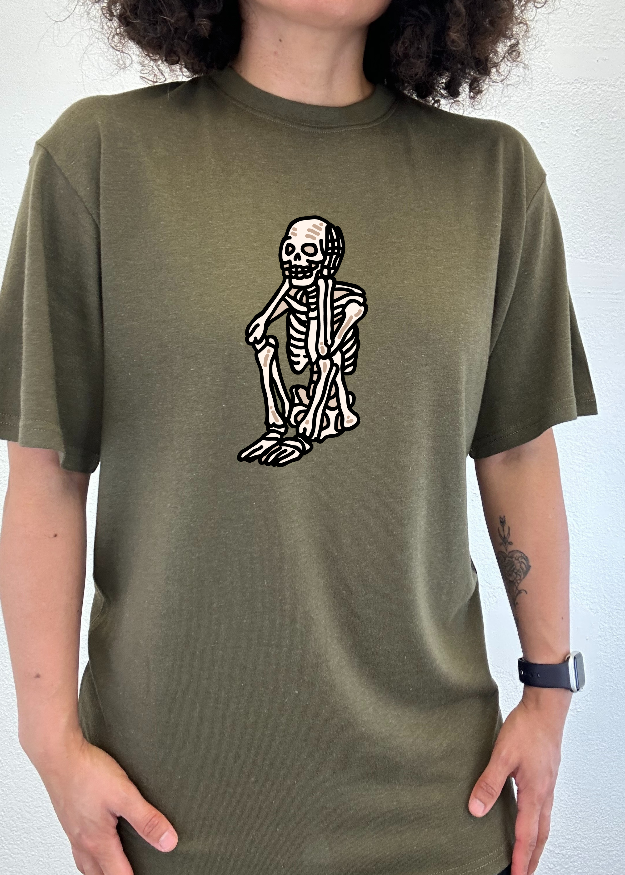 Sad Skeleton Halloween Unisex Bamboo Viscose/Organic Cotton Short Sleeve Graphic T-Shirt - The7Letter