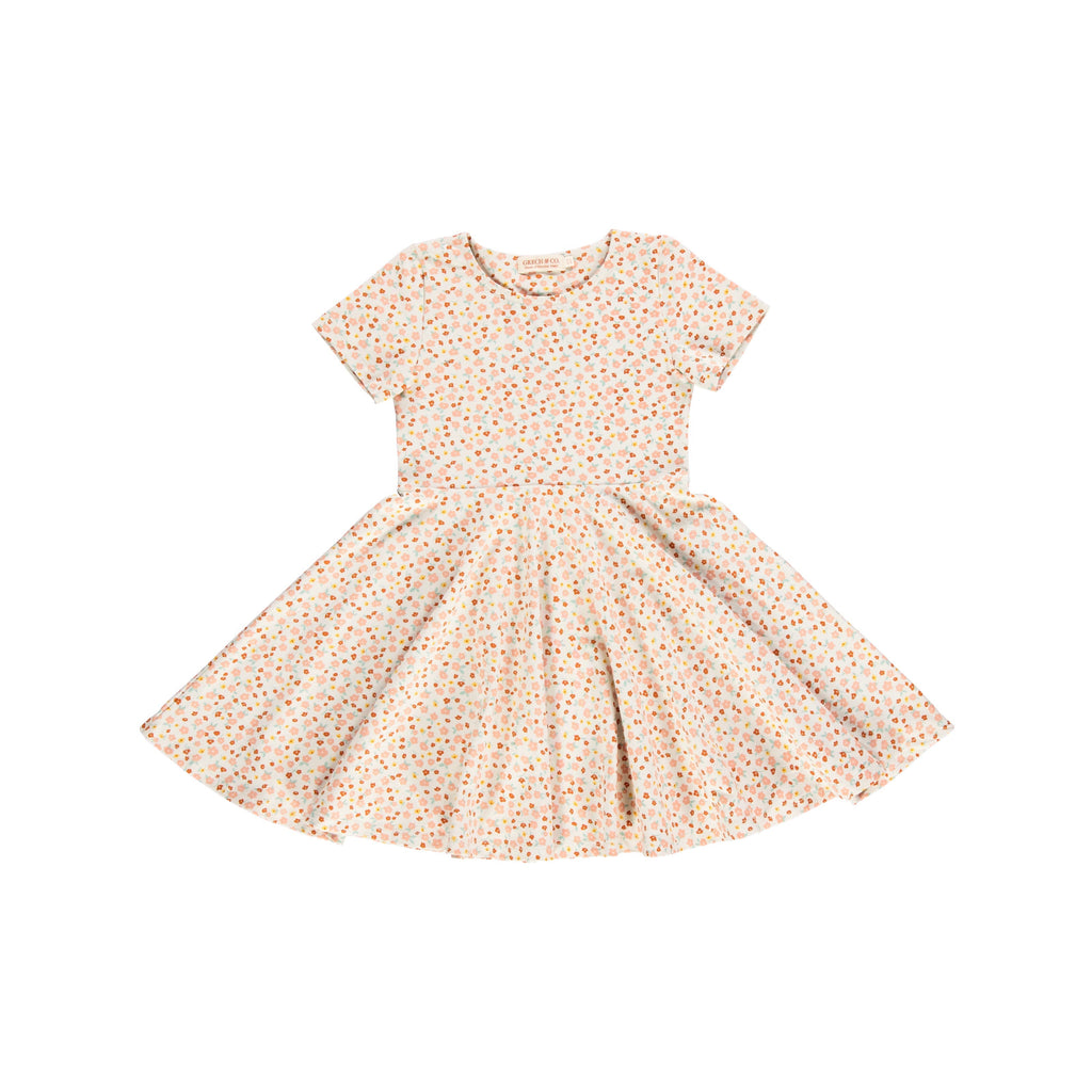 Sweetheart Twirl Dress | Organic Cotton Jersey - Sunset Meadow - The7Letter