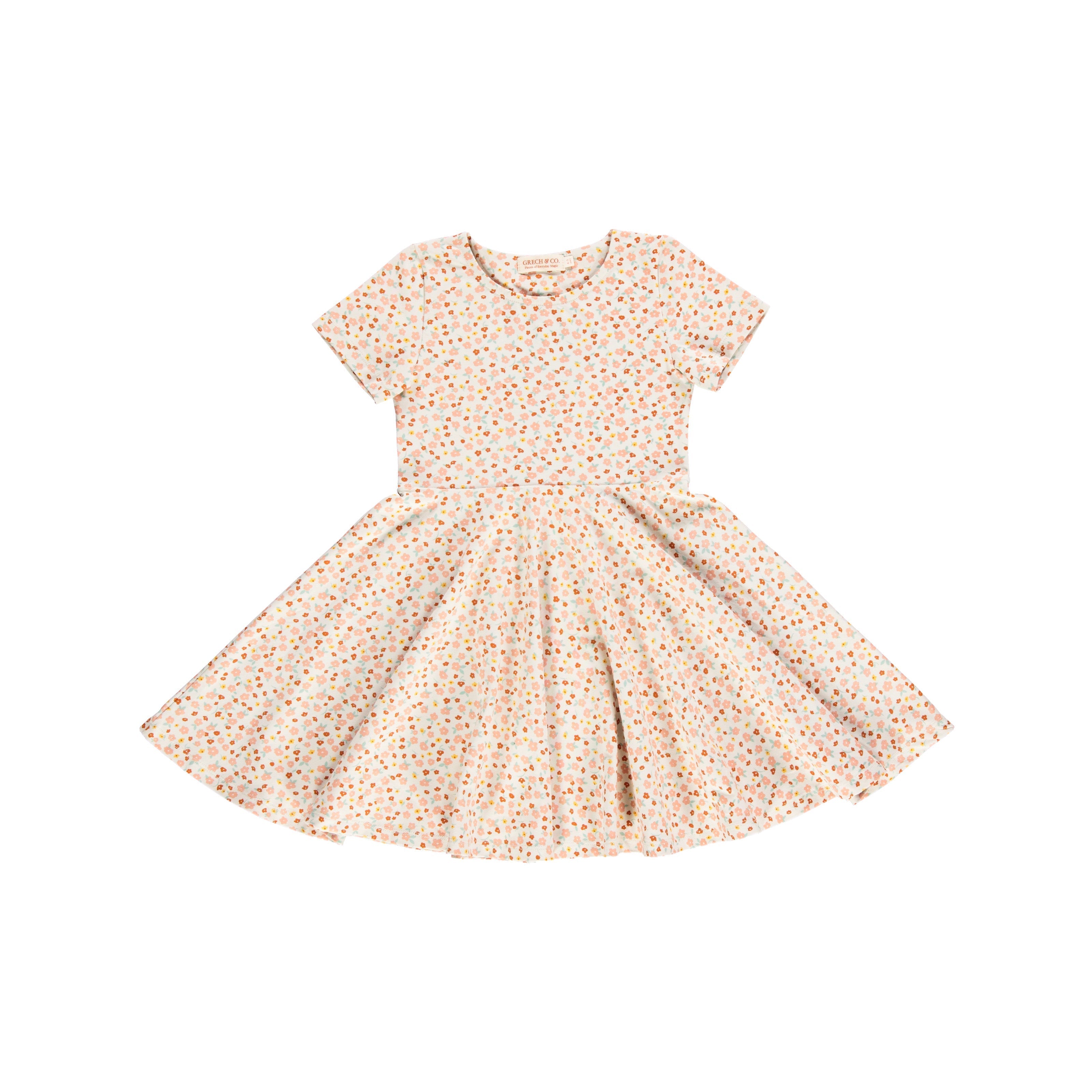 Sweetheart Twirl Dress | Organic Cotton Jersey - Sunset Meadow - The7Letter