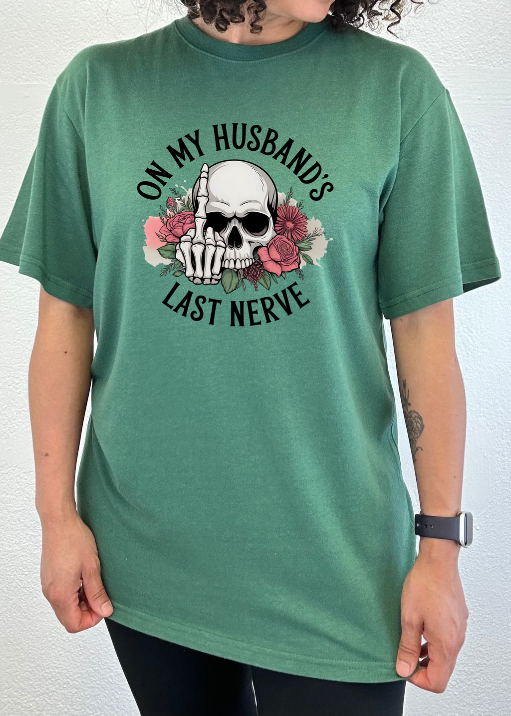 On My Husbands Last Nerve Sublimation Unisex Bamboo/Cotton Graphic T-Shirt - The7Letter