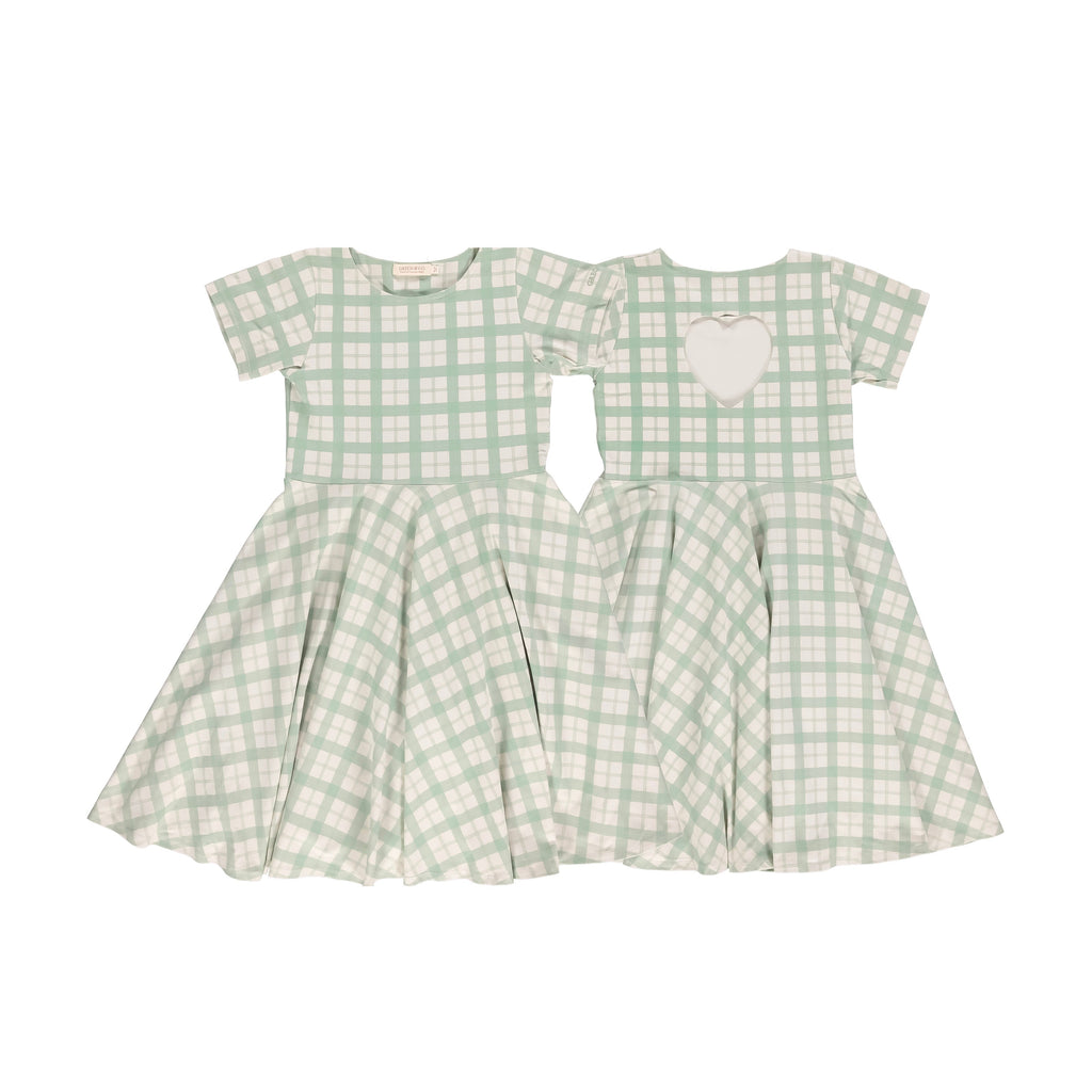 Sweetheart Twirl Dress | Organic Cotton Jersey - Fern Plaid - The7Letter
