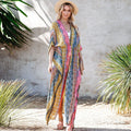 Veste de plage imprimée en rayonne, ample, mi-longue, cardigan de protection solaire, chemisier à porter par-dessus un maillot de bain ou un bikini