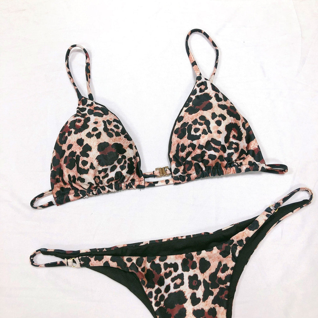 Badeanzug Sexy Leopardenmuster Zweiteiliger Badeanzug Damen Bikini