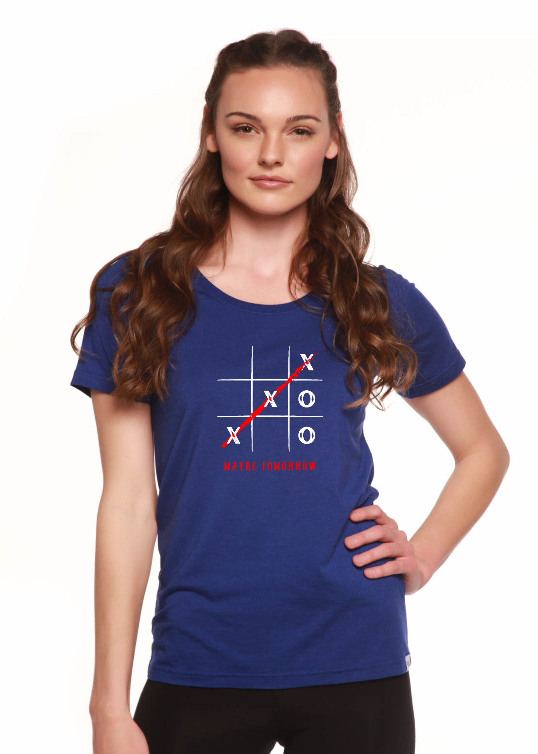 Maybe Tomorrow Women's Bamboo Sleeve Scoop Neck Graphic T-Shirt - The7Letter
