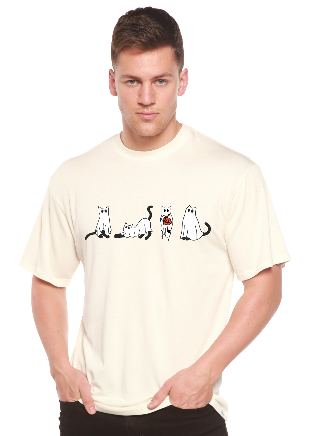 Halloween Cats Men's Bamboo Viscose/Organic Cotton Short Sleeve Graphic T-Shirt - The7Letter