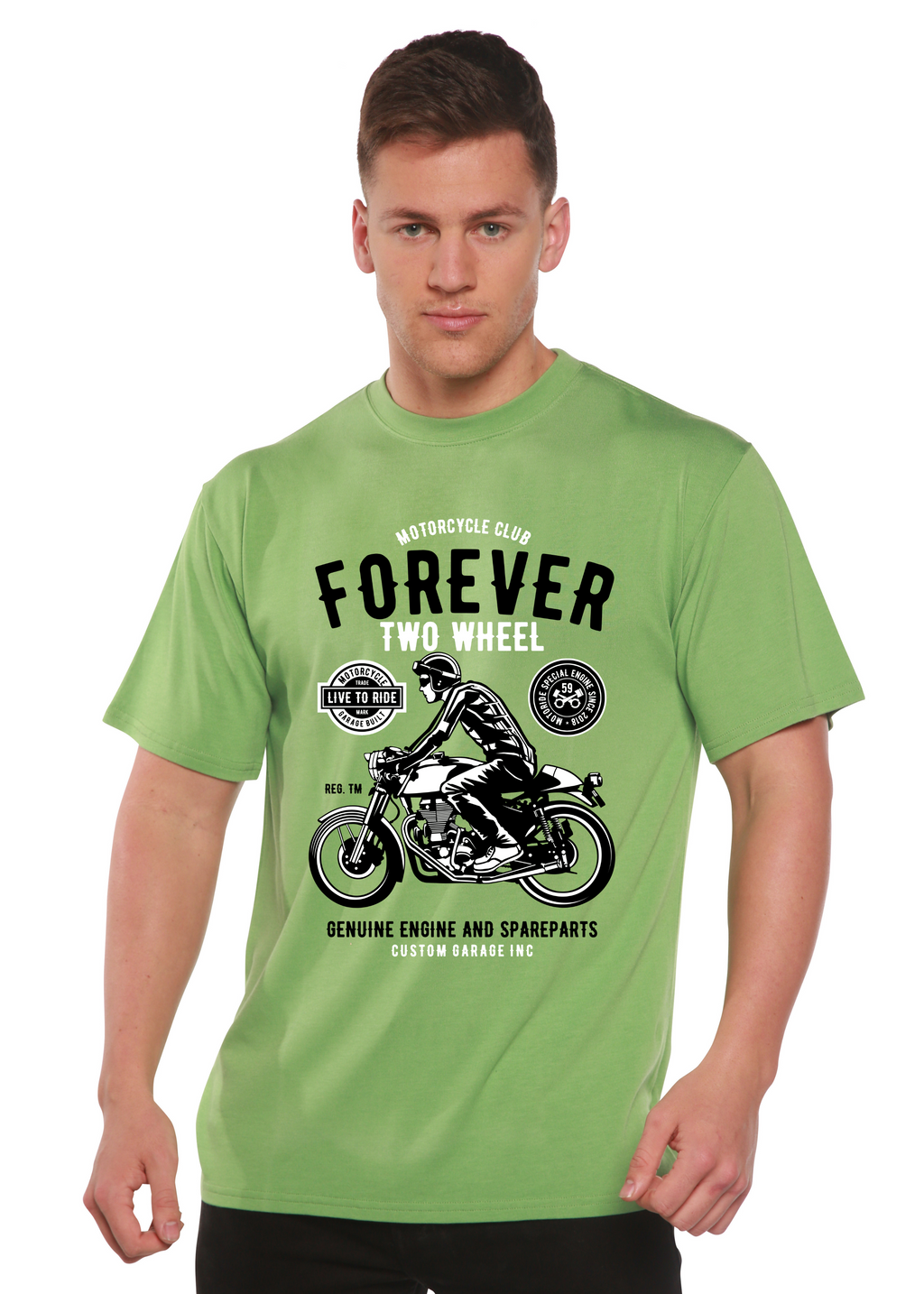 Forever Two Wheel Men's Bamboo Viscose/Organic Cotton Short Sleeve Graphic T-Shirt - The7Letter