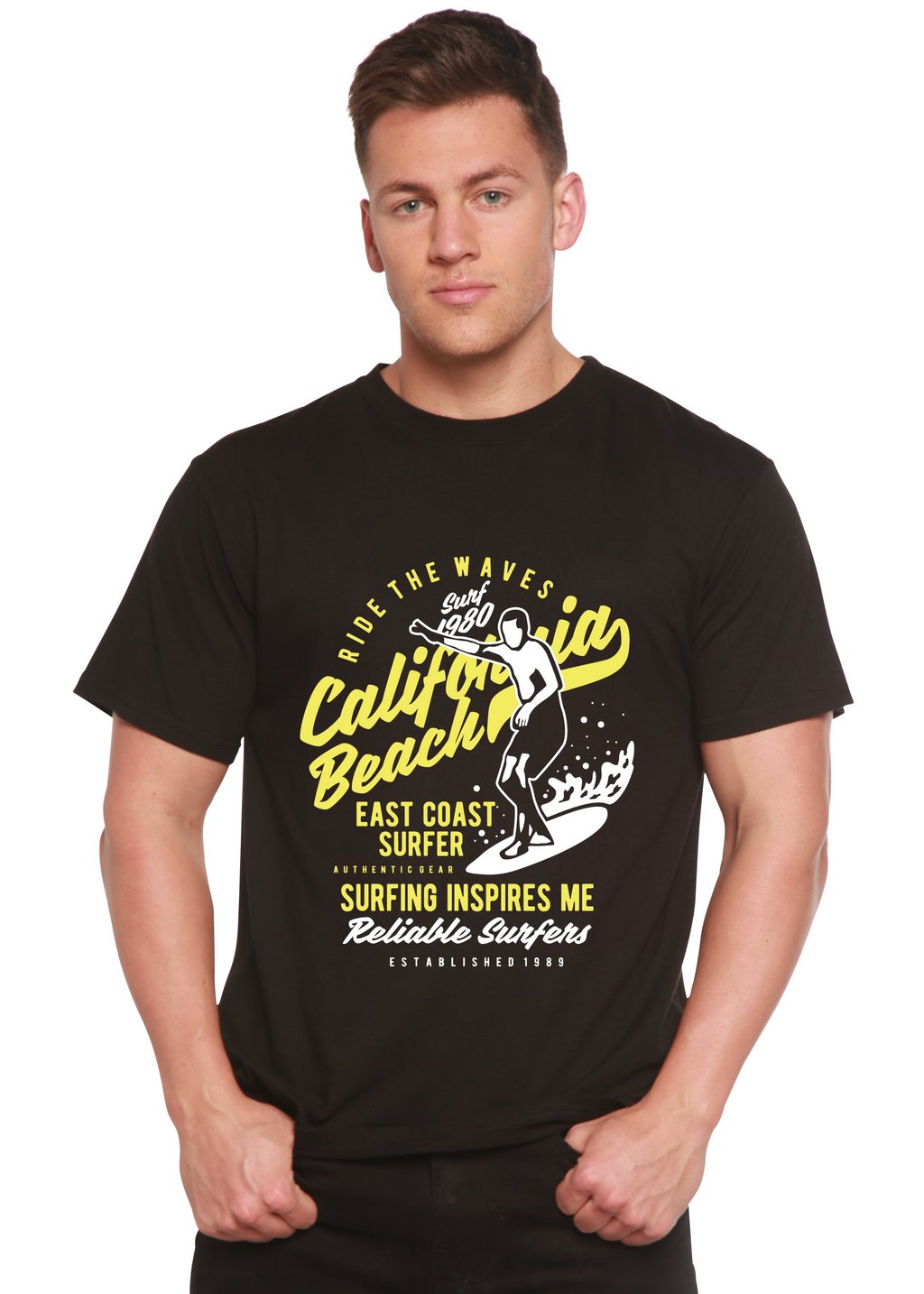 Ride The Waves Spun Bamboo® Men's Bamboo Viscose/Organic Cotton Short Sleeve Graphic T-Shirt - The7Letter