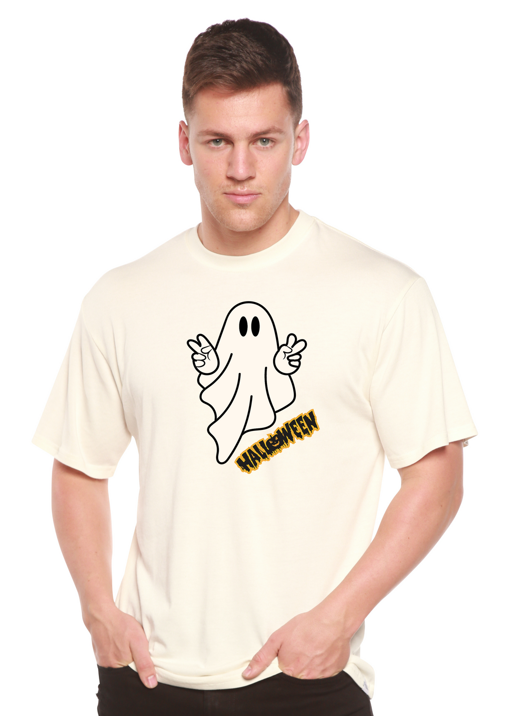 Halloween Ghost Unisex Bamboo Viscose/Organic Cotton Short Sleeve Graphic T-Shirt - The7Letter