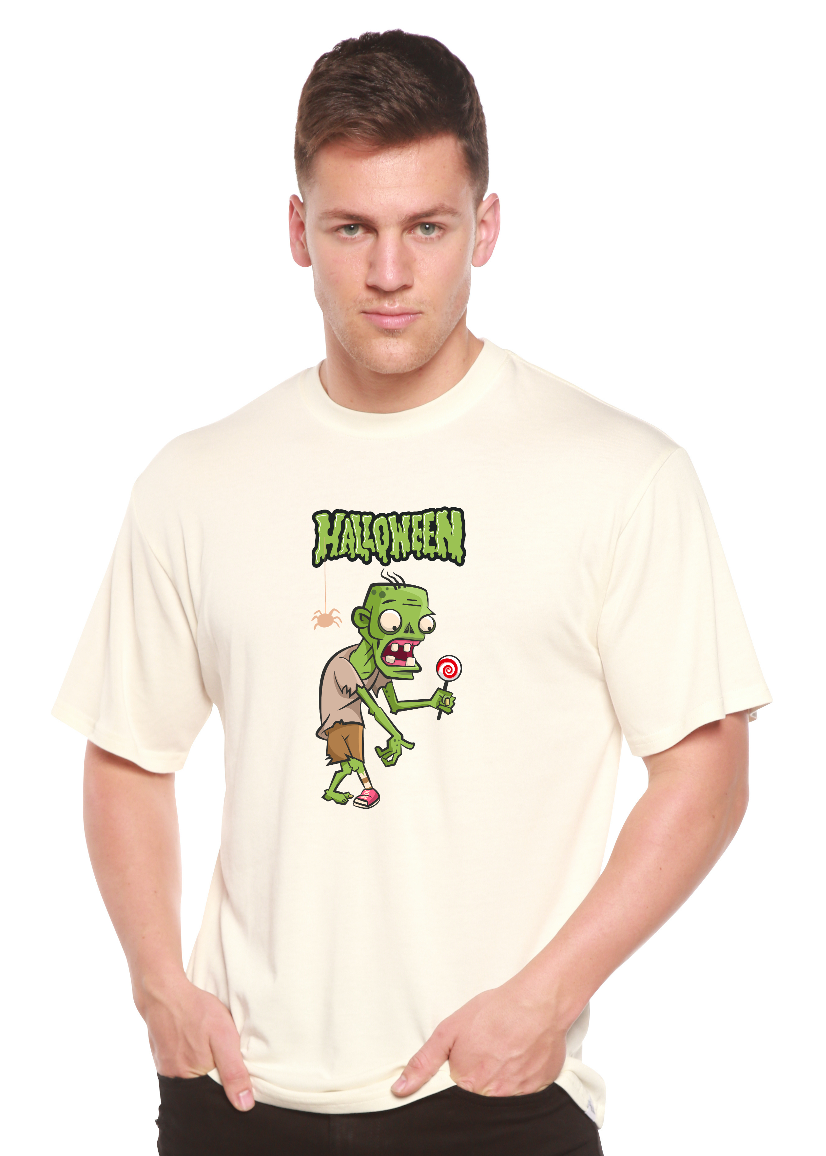Halloween Green Monster Unisex Bamboo Viscose/Organic Cotton Short Sleeve Graphic T-Shirt - The7Letter