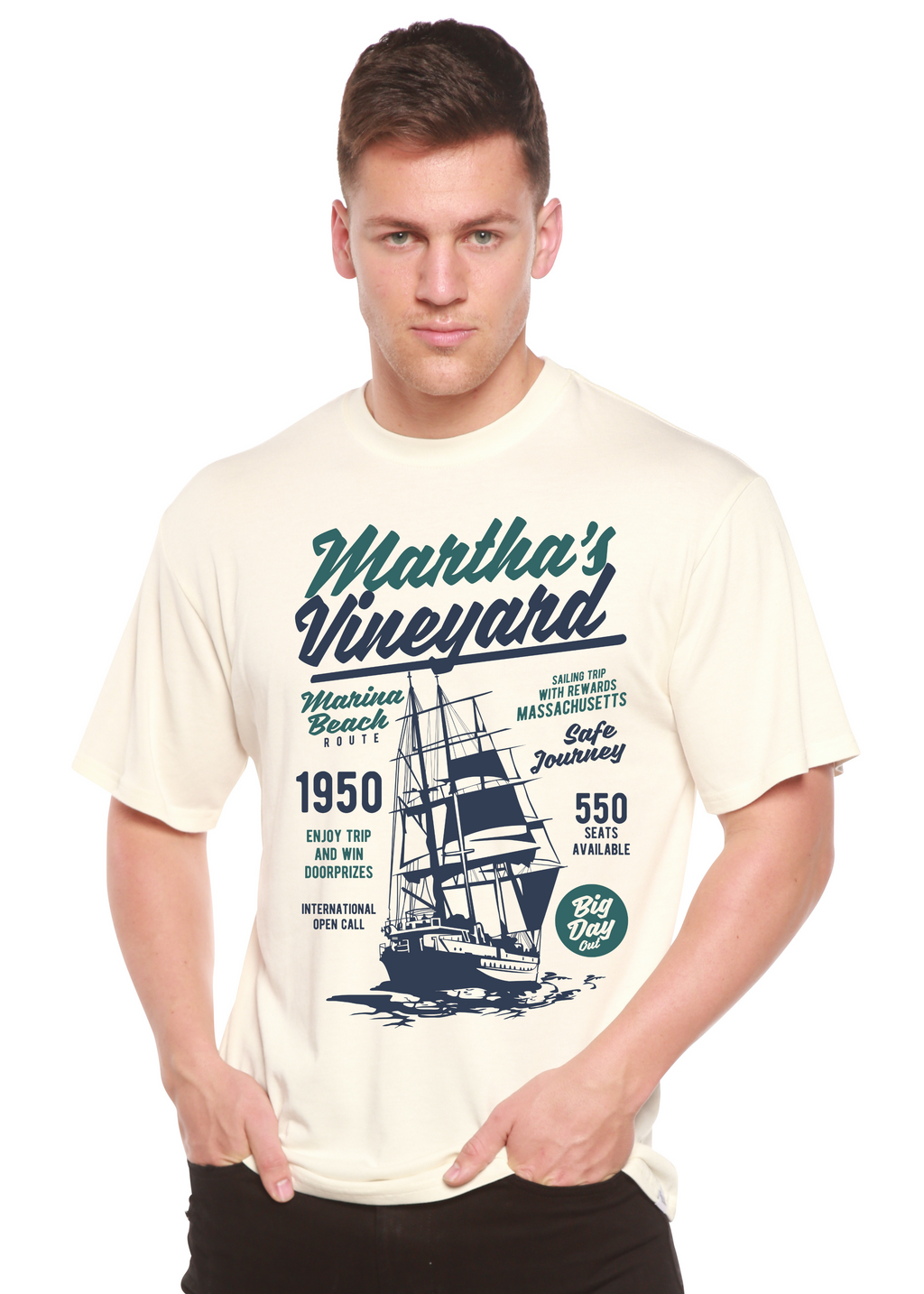 Martha's vineyard Men's Bamboo Viscose/Organic Cotton Short Sleeve Graphic T-Shirt - The7Letter