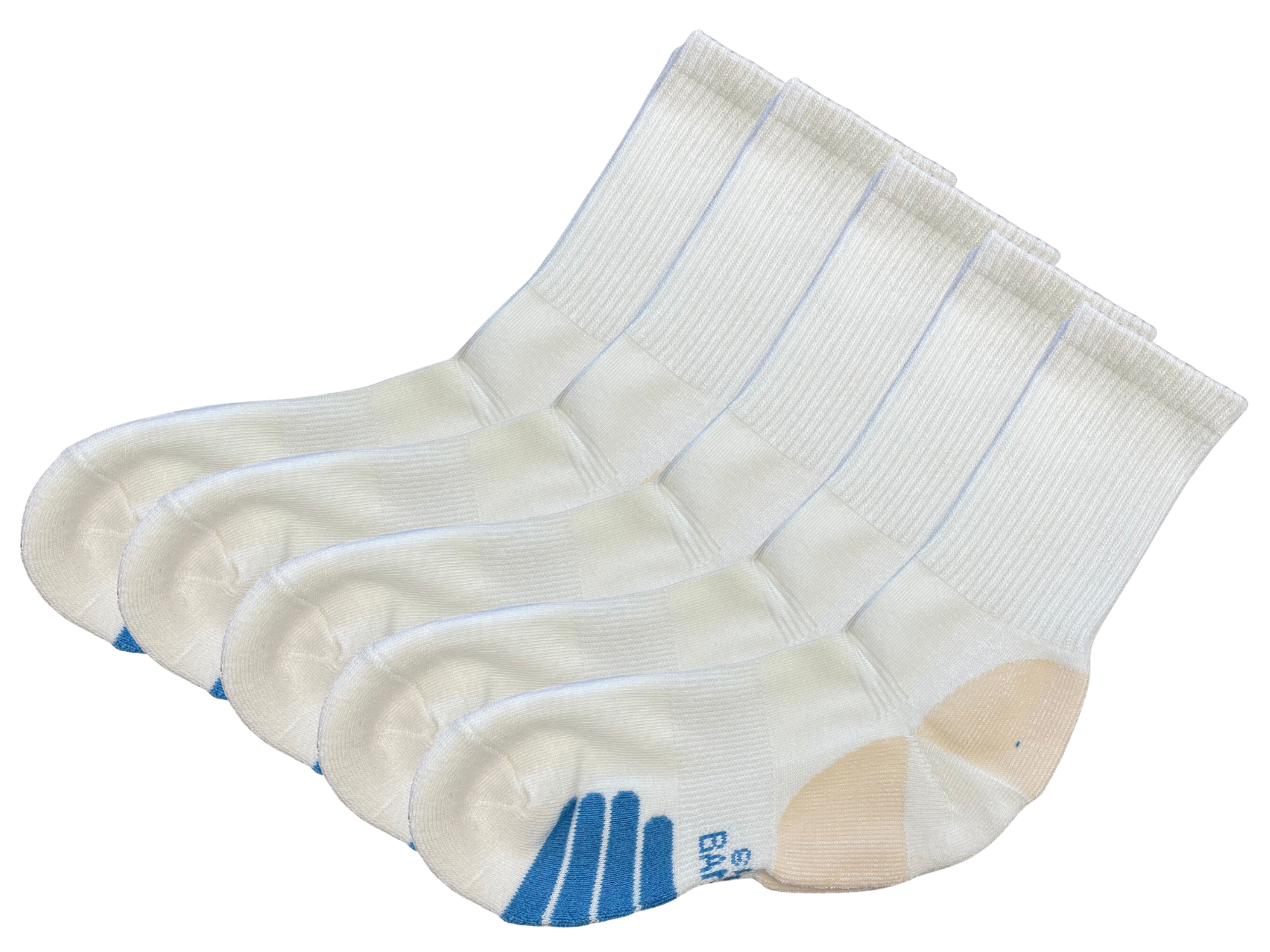High Performance Crew Bamboo Viscose Socks Unisex White Color - 5-pack - The7Letter