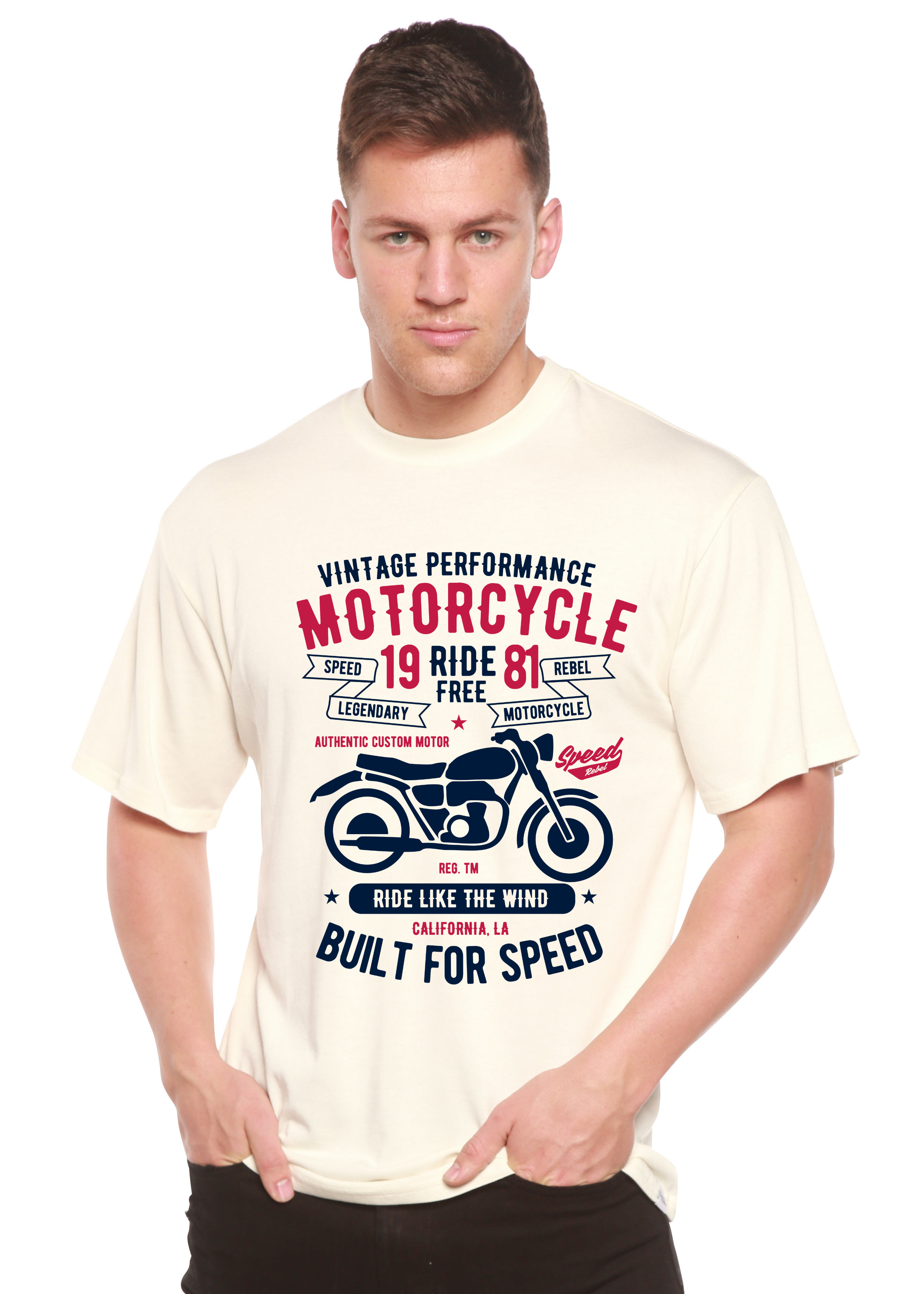 Motorcycle Ride Free Men's Bamboo Viscose/Organic Cotton Short Sleeve Graphic T-Shirt - The7Letter