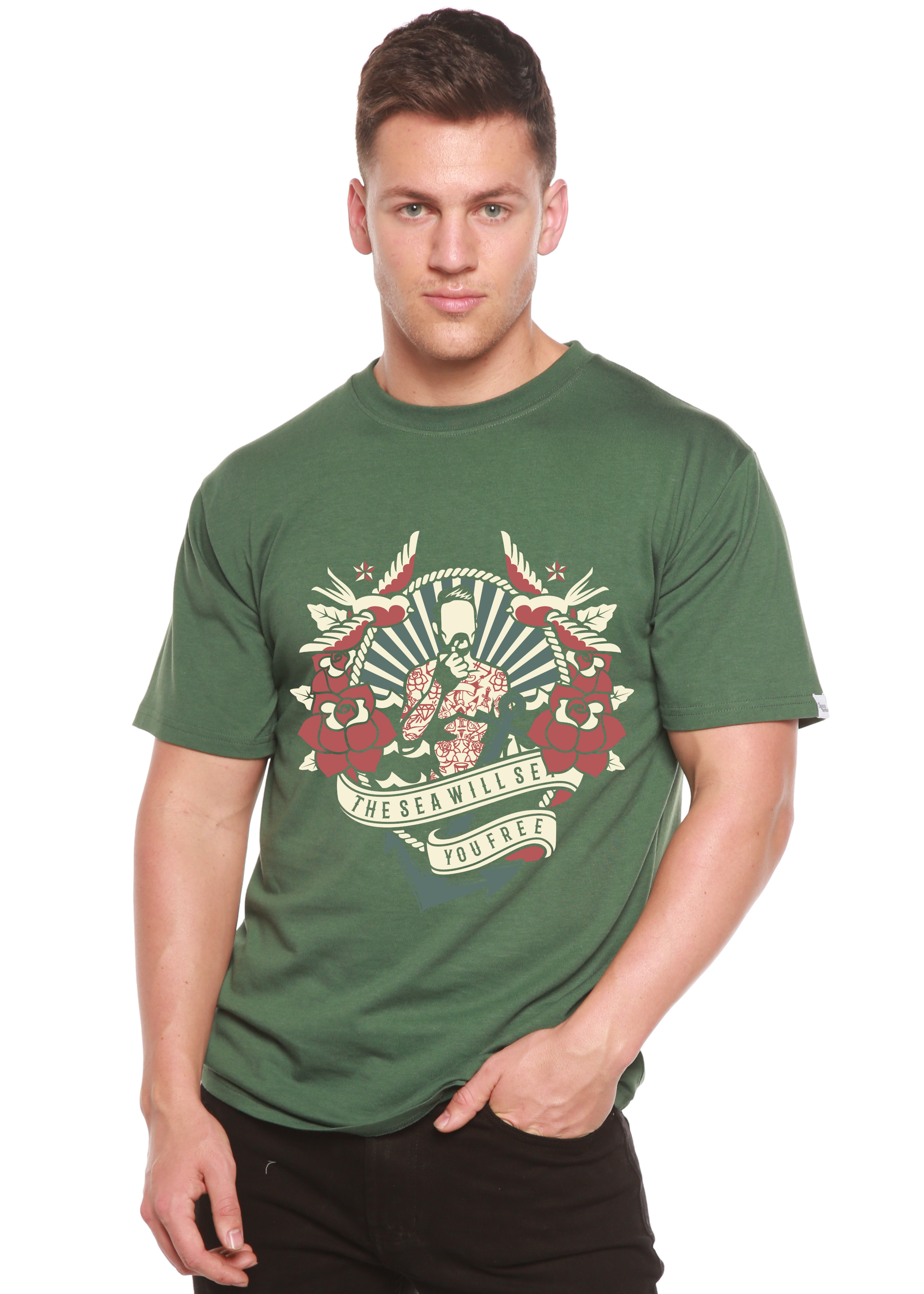 The Sea Will Spun Bamboo® Men's Bamboo Viscose/Organic Cotton Short Sleeve Graphic T-Shirt - The7Letter