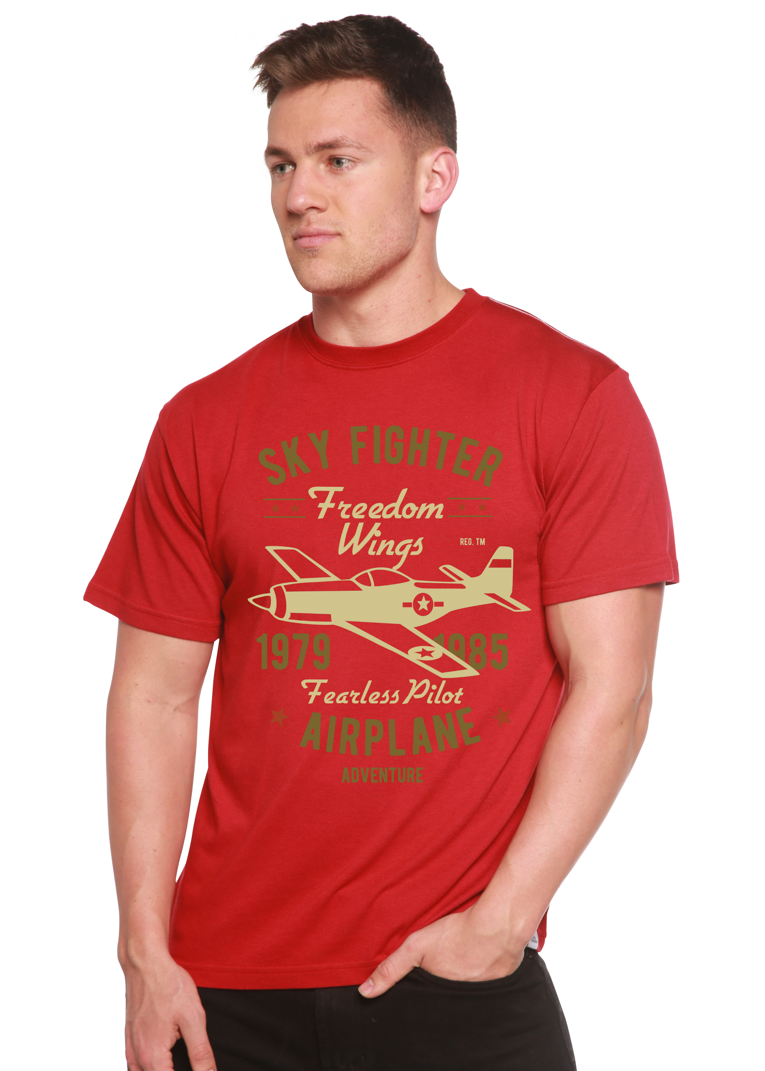 Sky Fighter Spun Bamboo® Men's Bamboo Viscose/Organic Cotton Short Sleeve Graphic T-Shirt - The7Letter