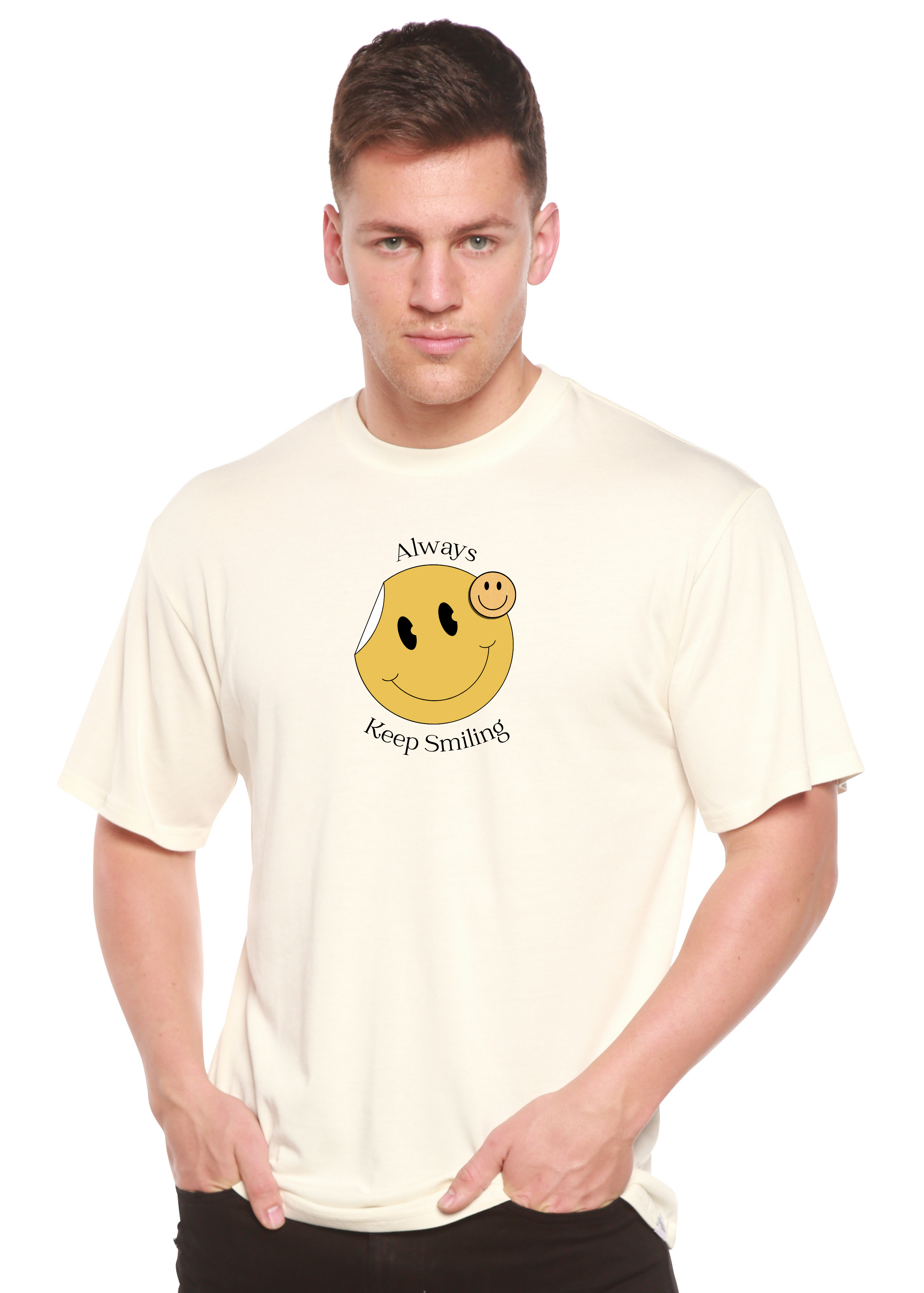 Always Keep Smiling Men's Bamboo Viscose/Organic Cotton Short Sleeve Graphic T-Shirt - The7Letter