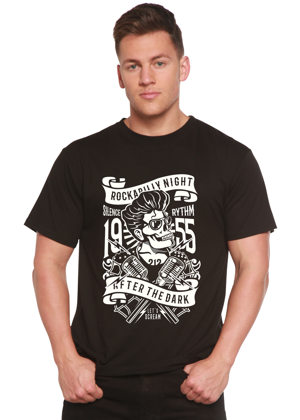 Rockabilly Night Spun Bamboo® Men's Bamboo Viscose/Organic Cotton Short Sleeve Graphic T-Shirt - The7Letter
