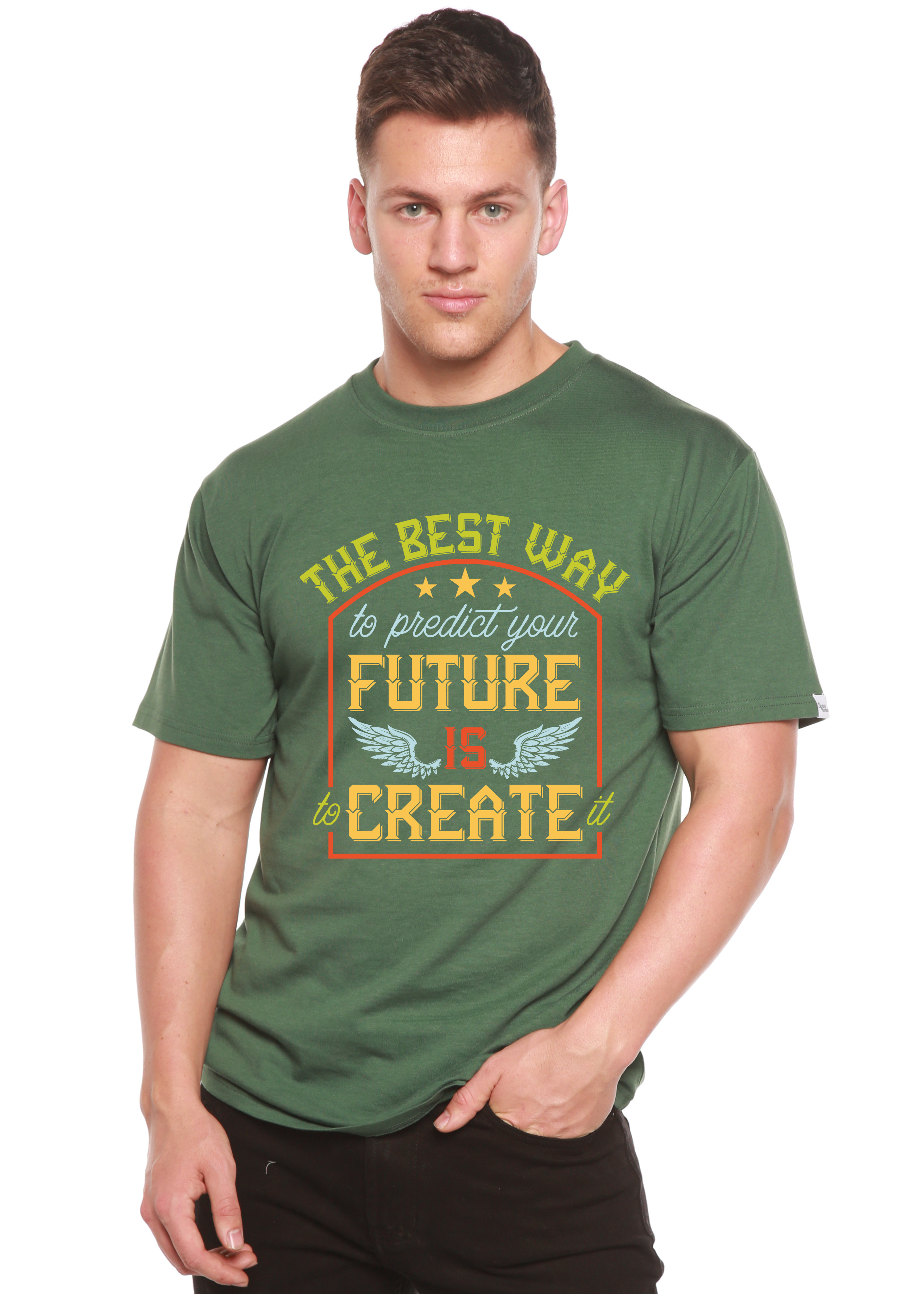 Feture is Create Spun Bamboo® Men's Bamboo Viscose/Organic Cotton Short Sleeve Graphic T-Shirt - The7Letter