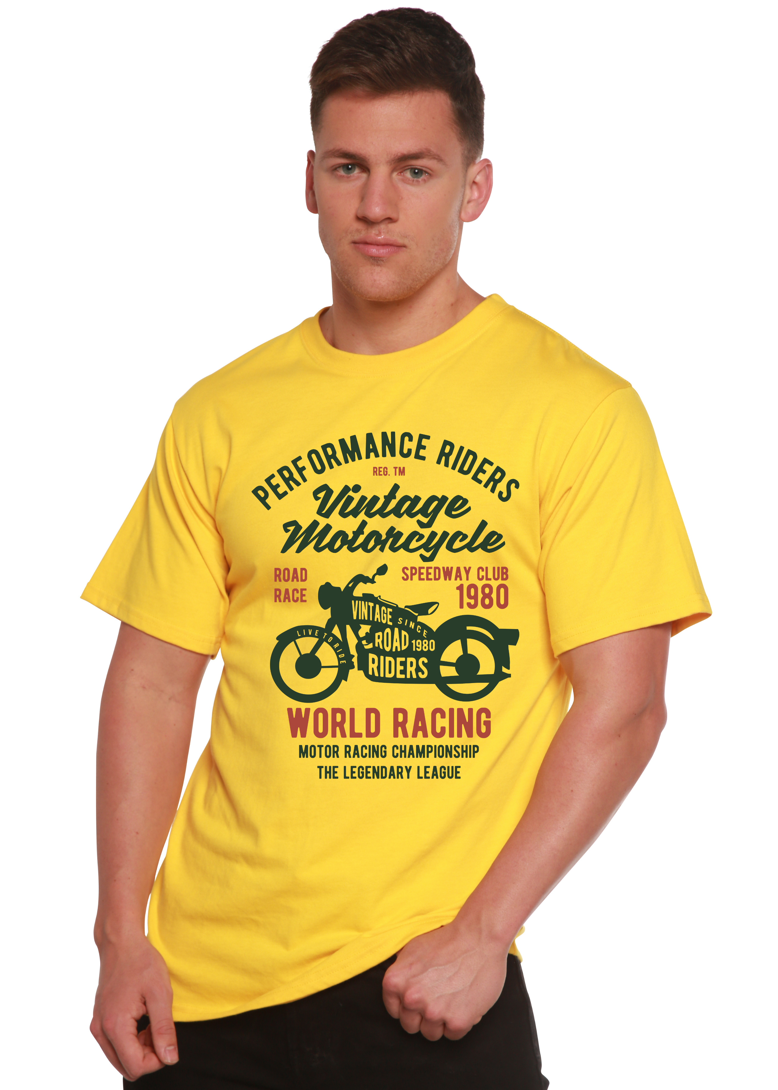 Vintage Motorcycle Spun Bamboo® Men's Bamboo Viscose/Organic Cotton Short Sleeve Graphic T-Shirt - The7Letter