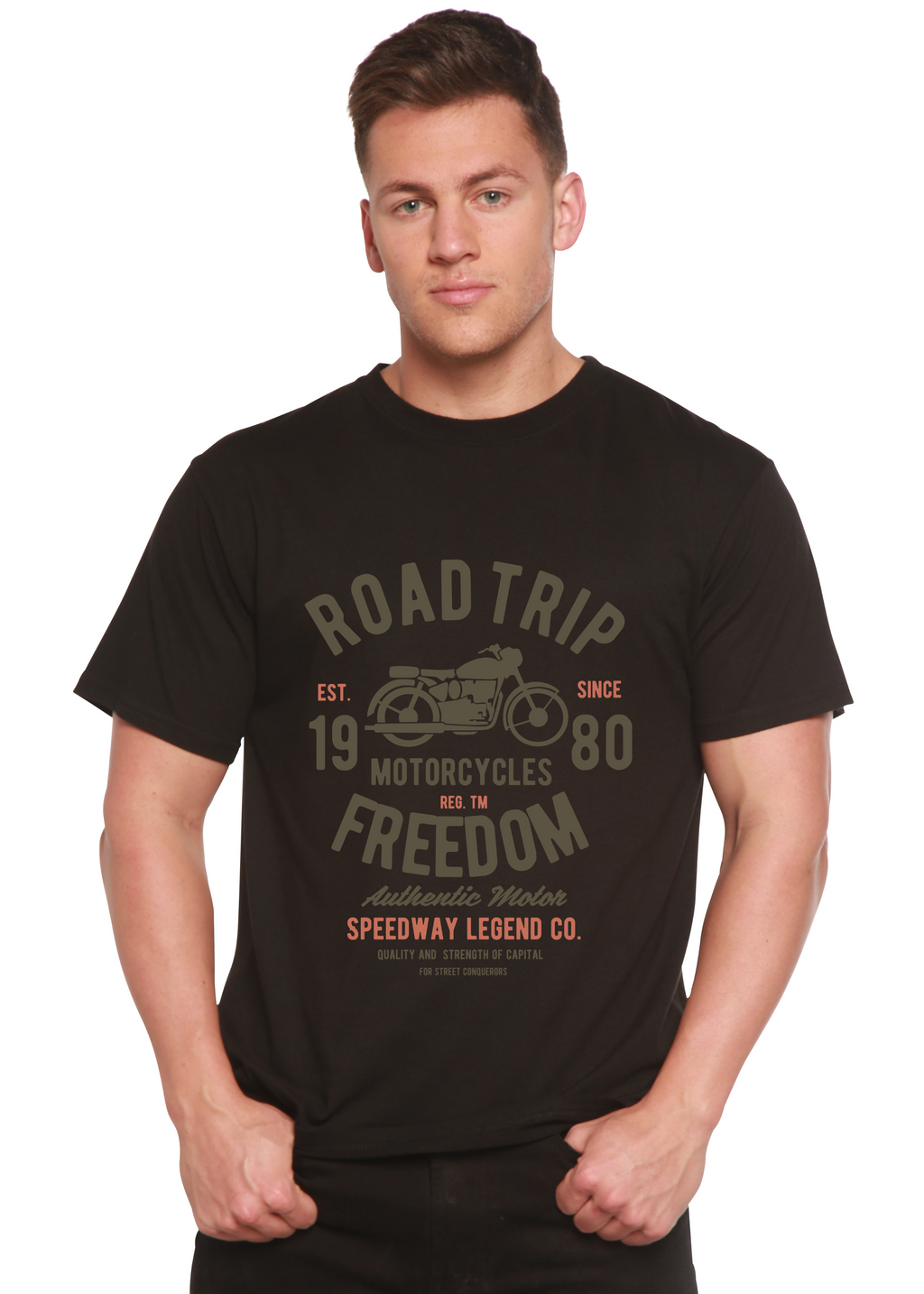 Road Trip Spun Bamboo® Men's Bamboo Viscose/Organic Cotton Short Sleeve Graphic T-Shirt - The7Letter