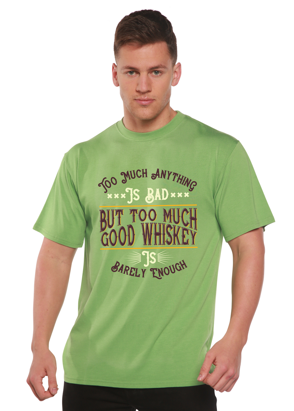 But Too Much Good Whiskey Men's Bamboo Viscose/Organic Cotton Short Sleeve Graphic T-Shirt - The7Letter