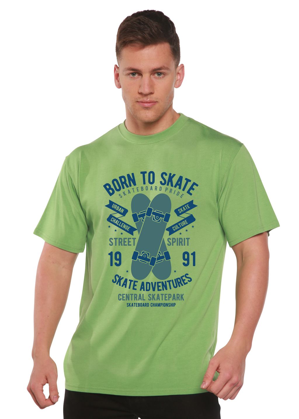 Born To Skate Men's Bamboo Viscose/Organic Cotton Short Sleeve Graphic T-Shirt - The7Letter