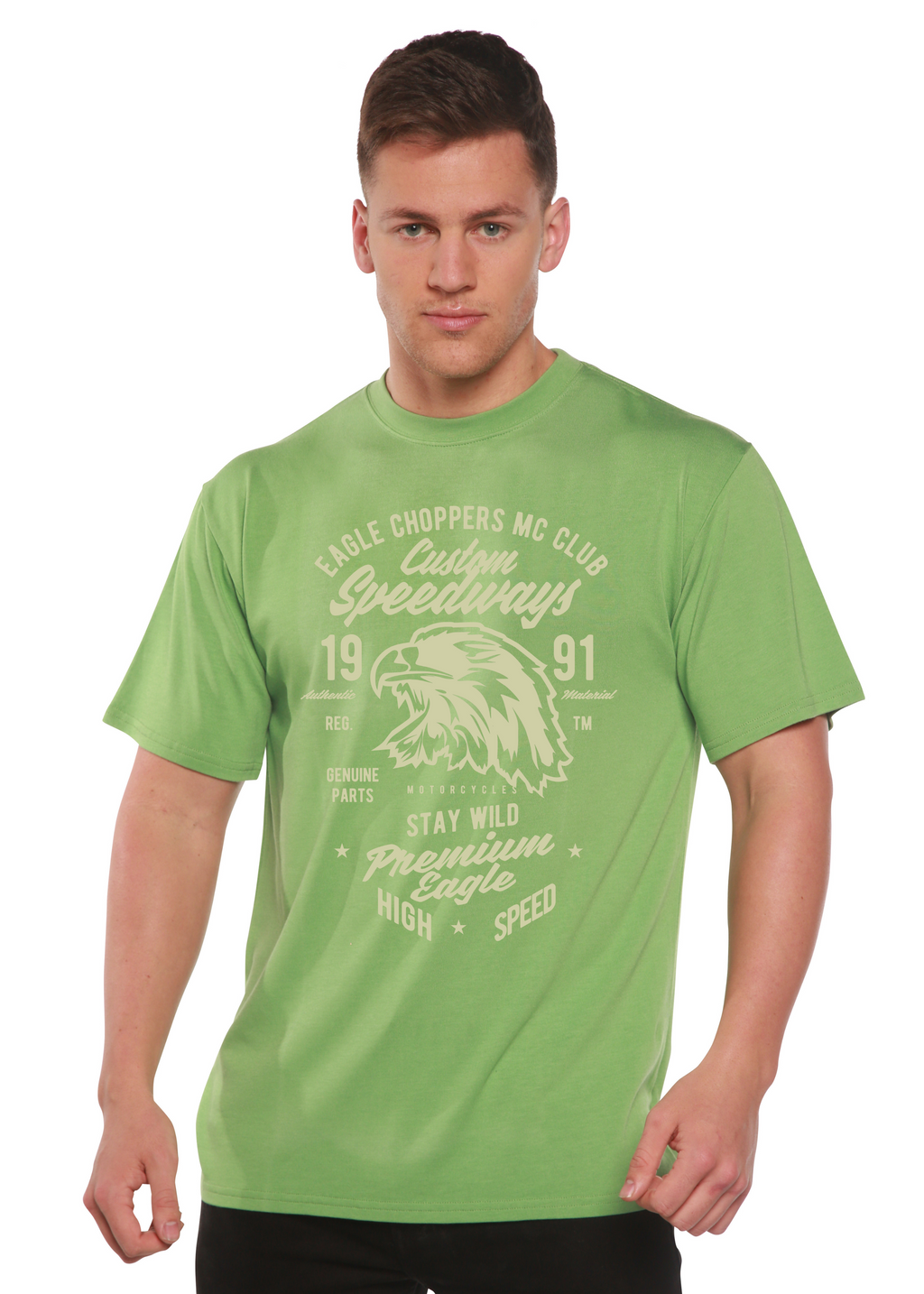 Custom Speedways Premium Eagle Men's Bamboo Viscose/Organic Cotton Short Sleeve Graphic T-Shirt - The7Letter