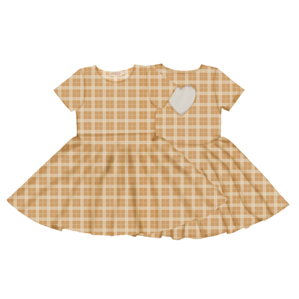 Sweetheart Twirl Dress | Organic Cotton Jersey - Buckwheat Plaid - The7Letter
