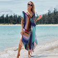 Robe longue ample à motif floral coloré et floral, chemise de protection solaire, robe de plage pour les vacances