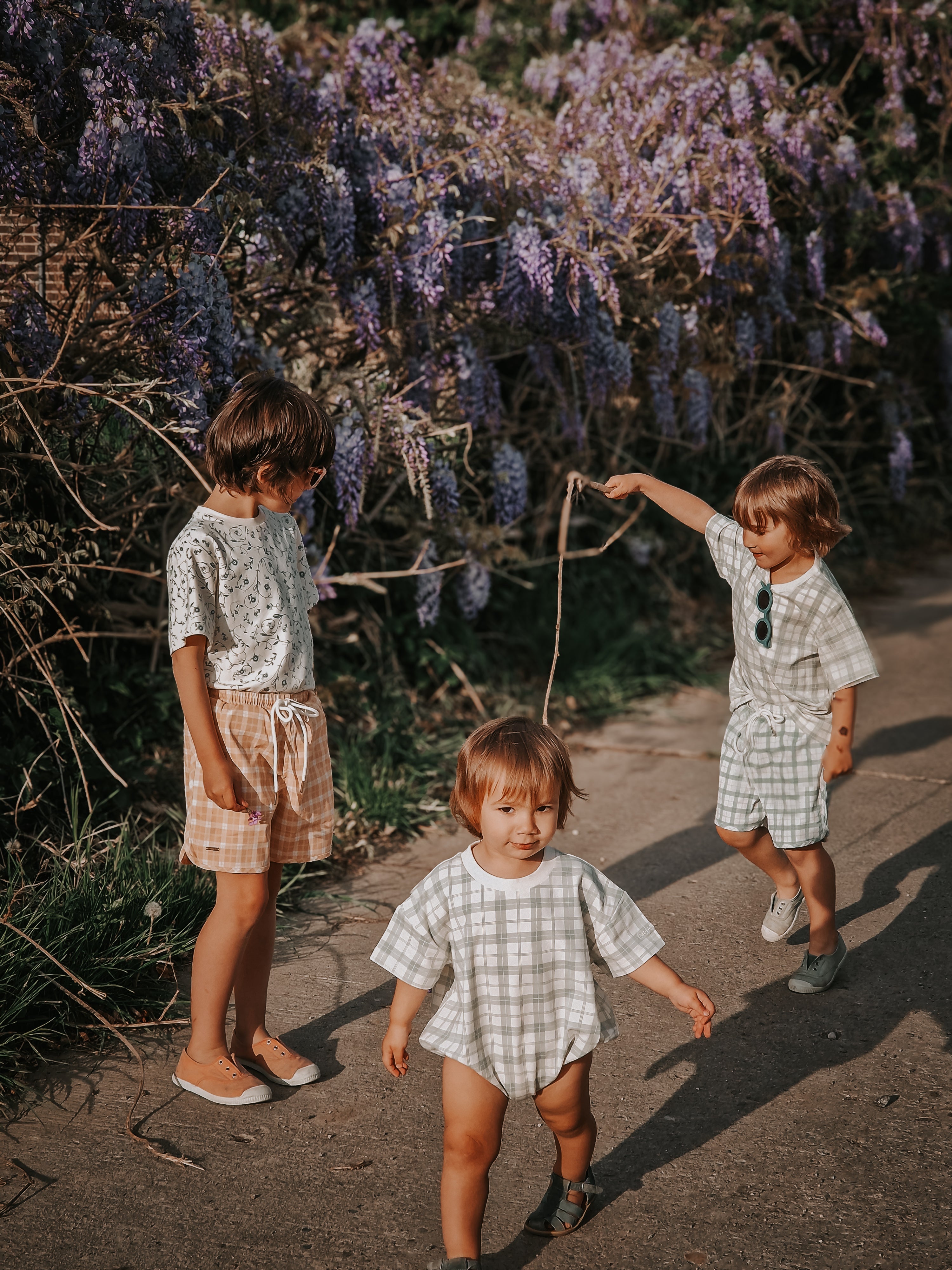 Bubble Romper | Organic Cotton Jersey - Fern Plaid - The7Letter