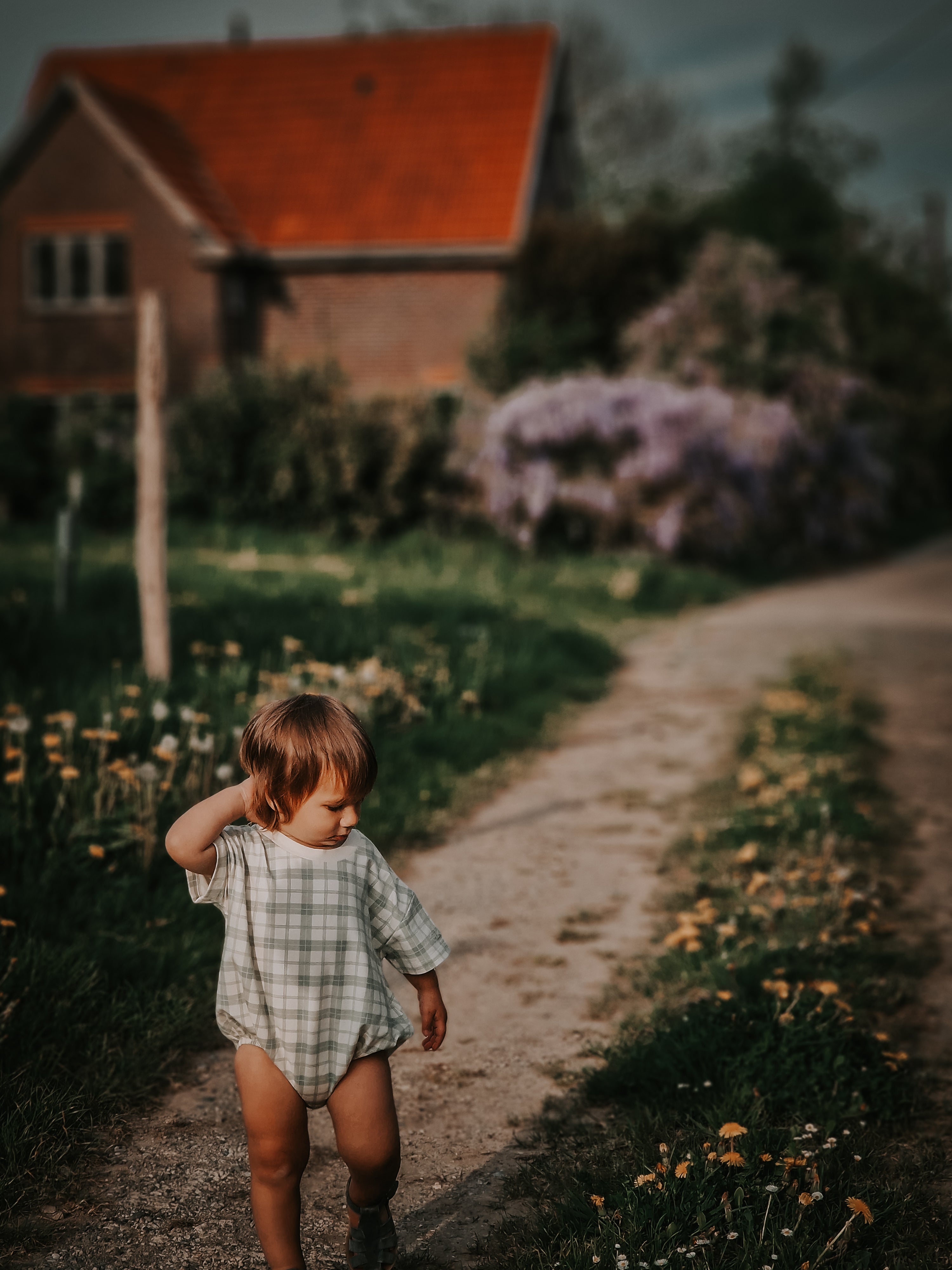 Bubble Romper | Organic Cotton Jersey - Fern Plaid - The7Letter