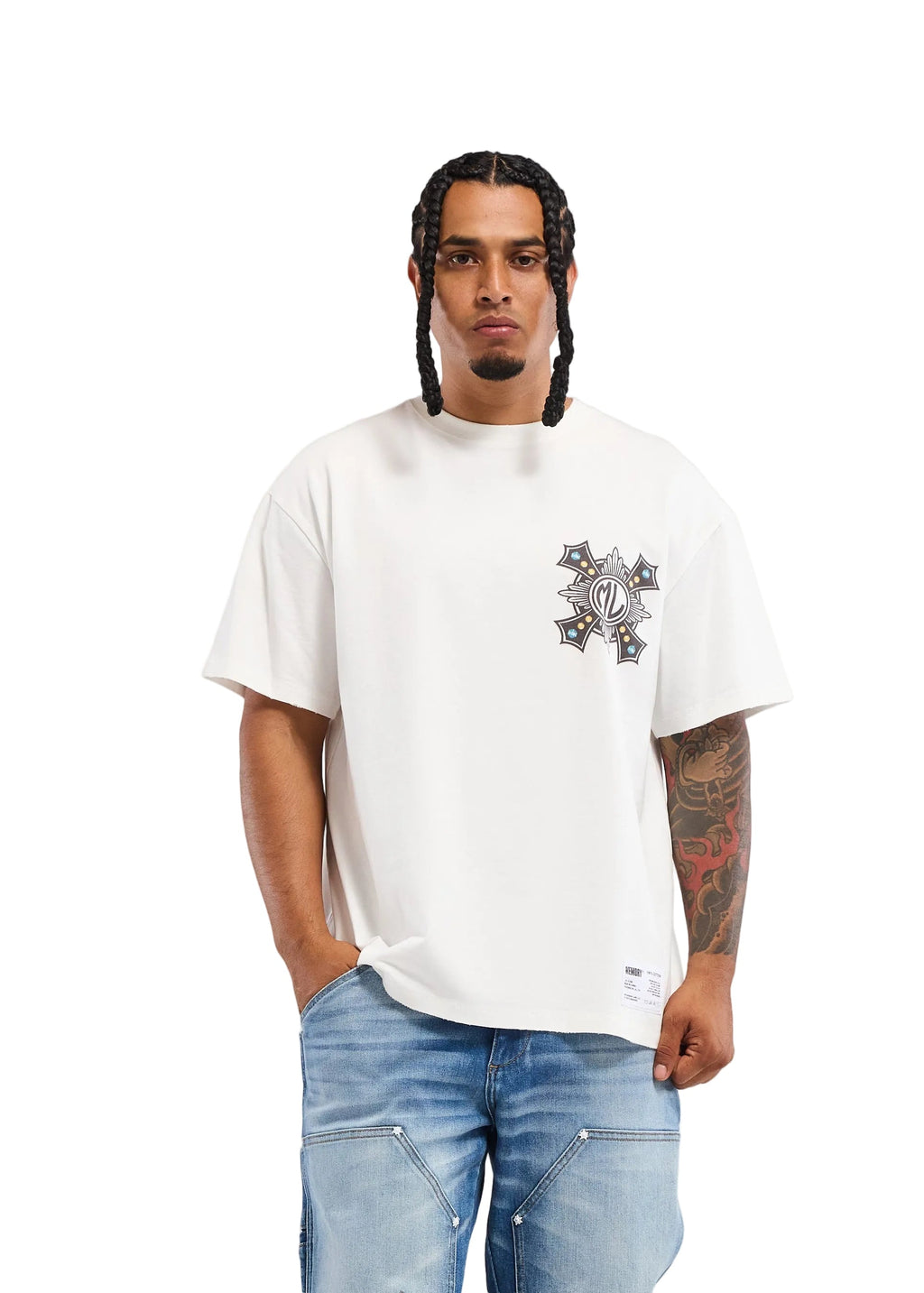Memory Lane Cross Tee - White
