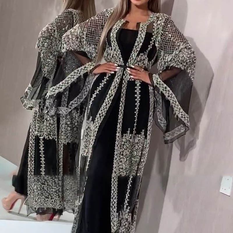 Damenbekleidung Independent Stand Bronzing Sexy Schal Zweiteiler Cocktail-Abendkleid