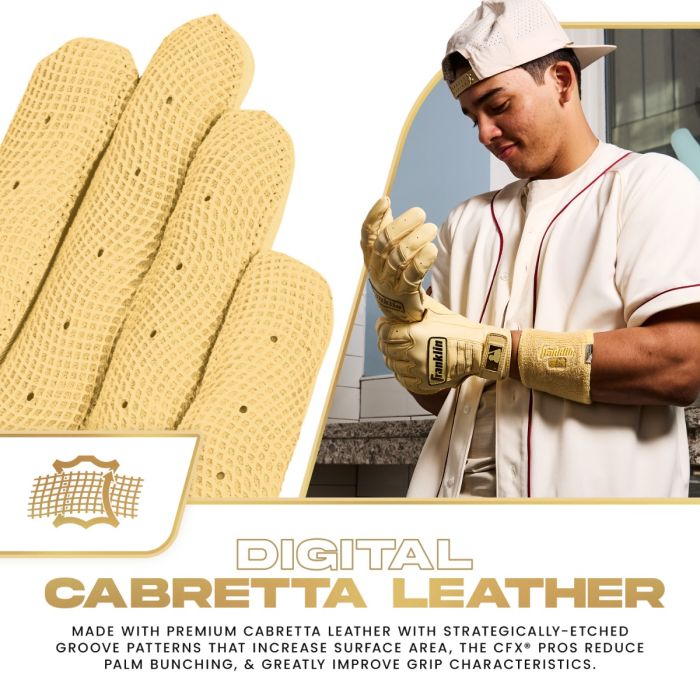 Gants de frappeur Franklin CFX Pro Chrome | Édition Or | Adhérence de niveau professionnel MLB | 20793F