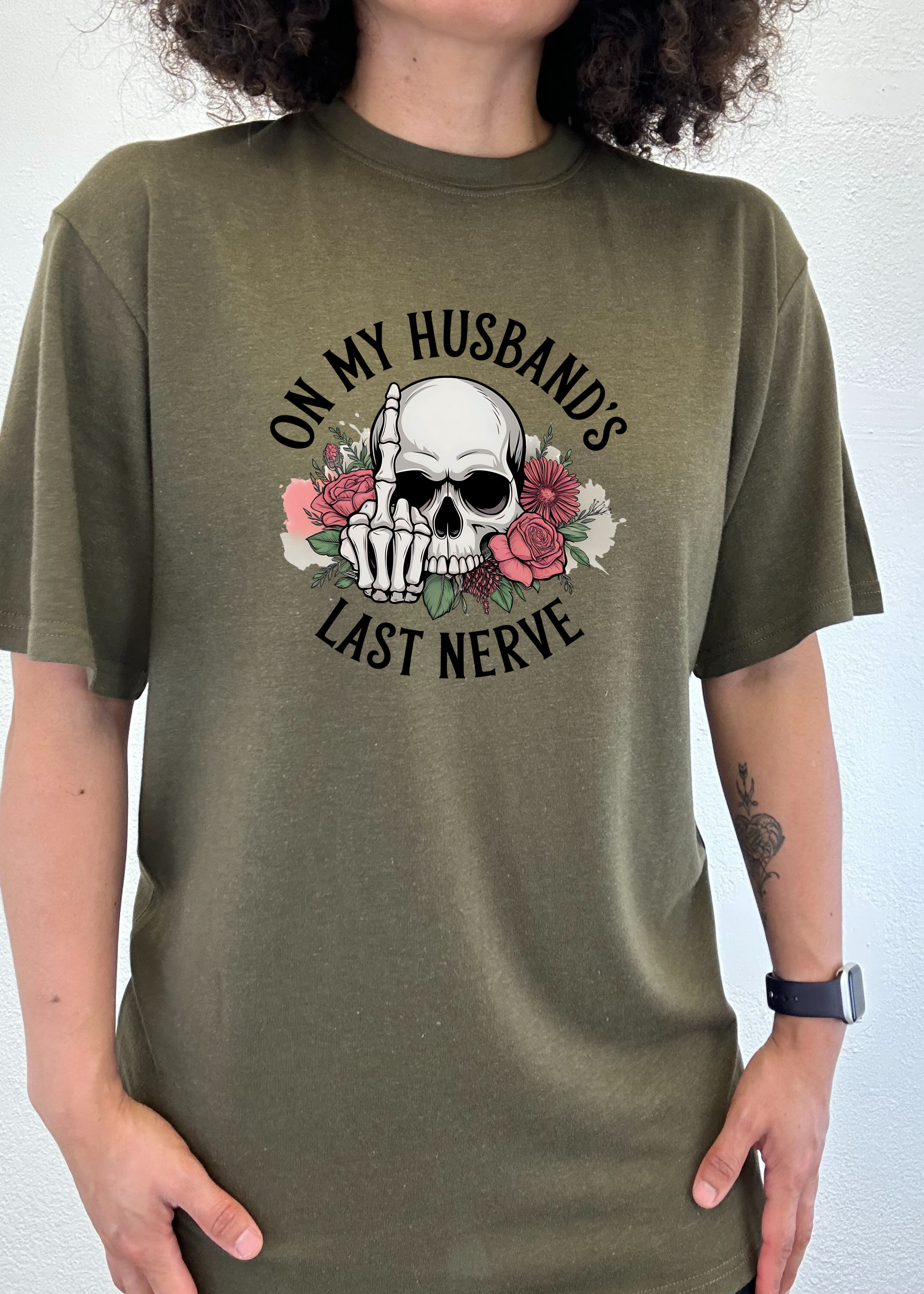 On My Husbands Last Nerve Sublimation Unisex Bamboo/Cotton Graphic T-Shirt - The7Letter