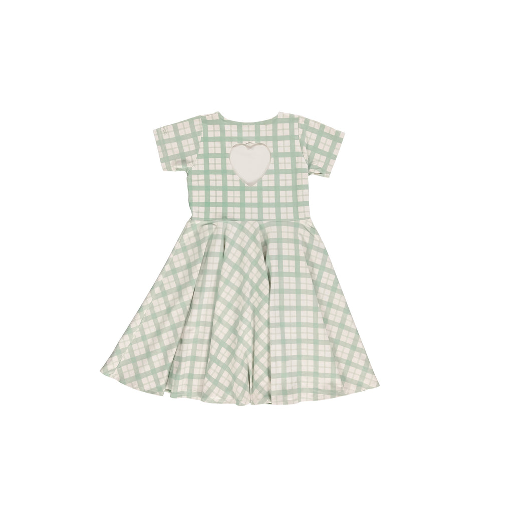Sweetheart Twirl Dress | Organic Cotton Jersey - Fern Plaid - The7Letter