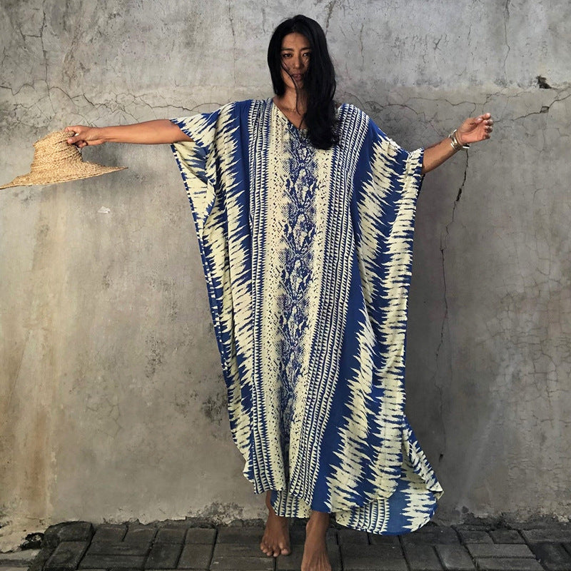 Robe longue rayonne à motif serpent, protection solaire, veste de plage, blouse, robe de vacances en bord de mer pour femme