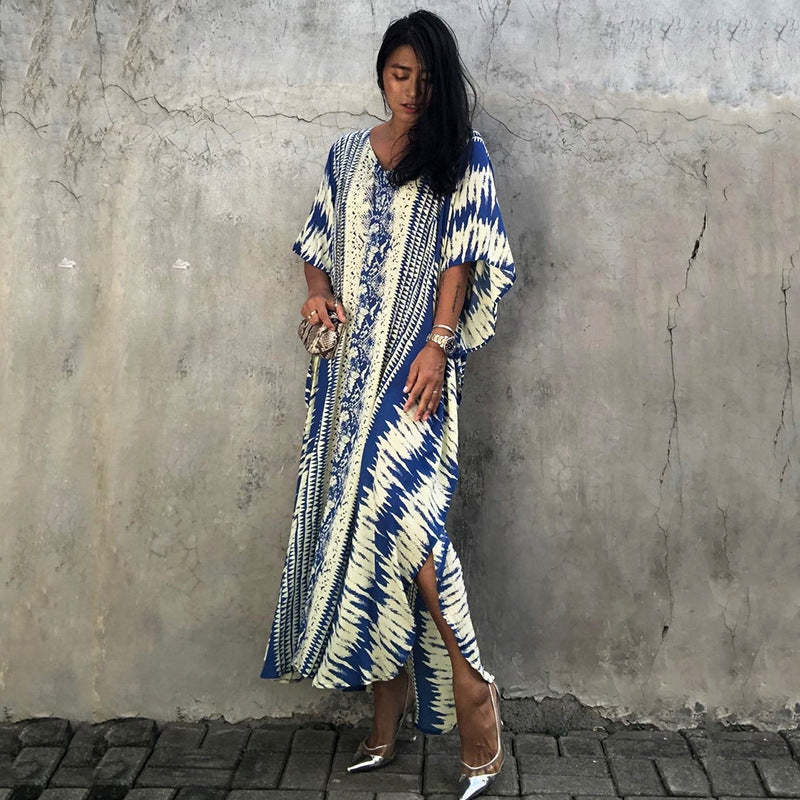Robe longue rayonne à motif serpent, protection solaire, veste de plage, blouse, robe de vacances en bord de mer pour femme