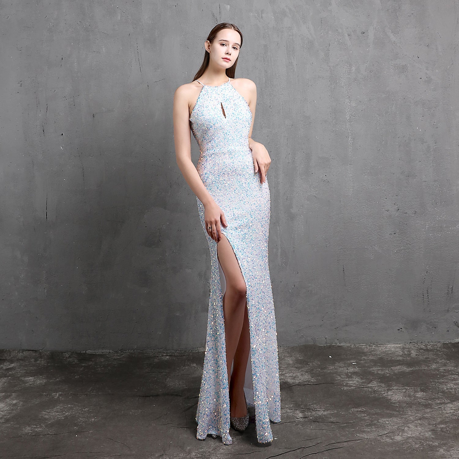 Robe de soirée sexy longue et amincissante pour rassemblement mondain, avec paillettes colorées et artisanat lourd, robe de bal formelle de mariée
