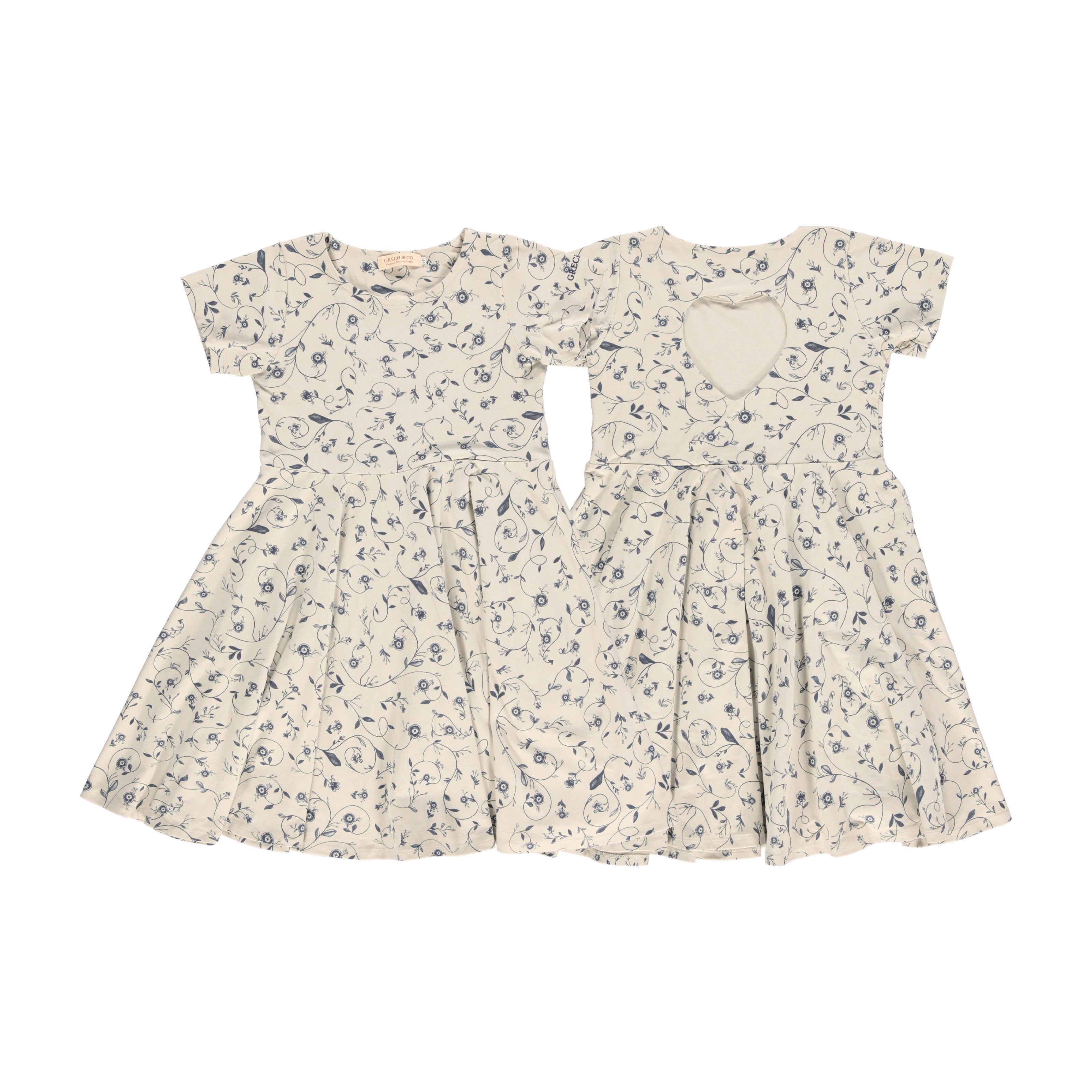 Sweetheart Twirl Dress | Organic Cotton Jersey - Scandi Floral - The7Letter