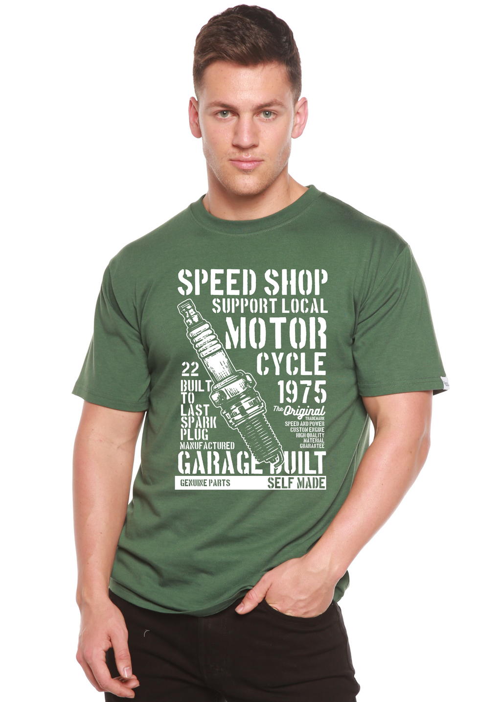 Spark Plug Spun Bamboo® Men's Bamboo Viscose/Organic Cotton Short Sleeve Graphic T-Shirt - The7Letter