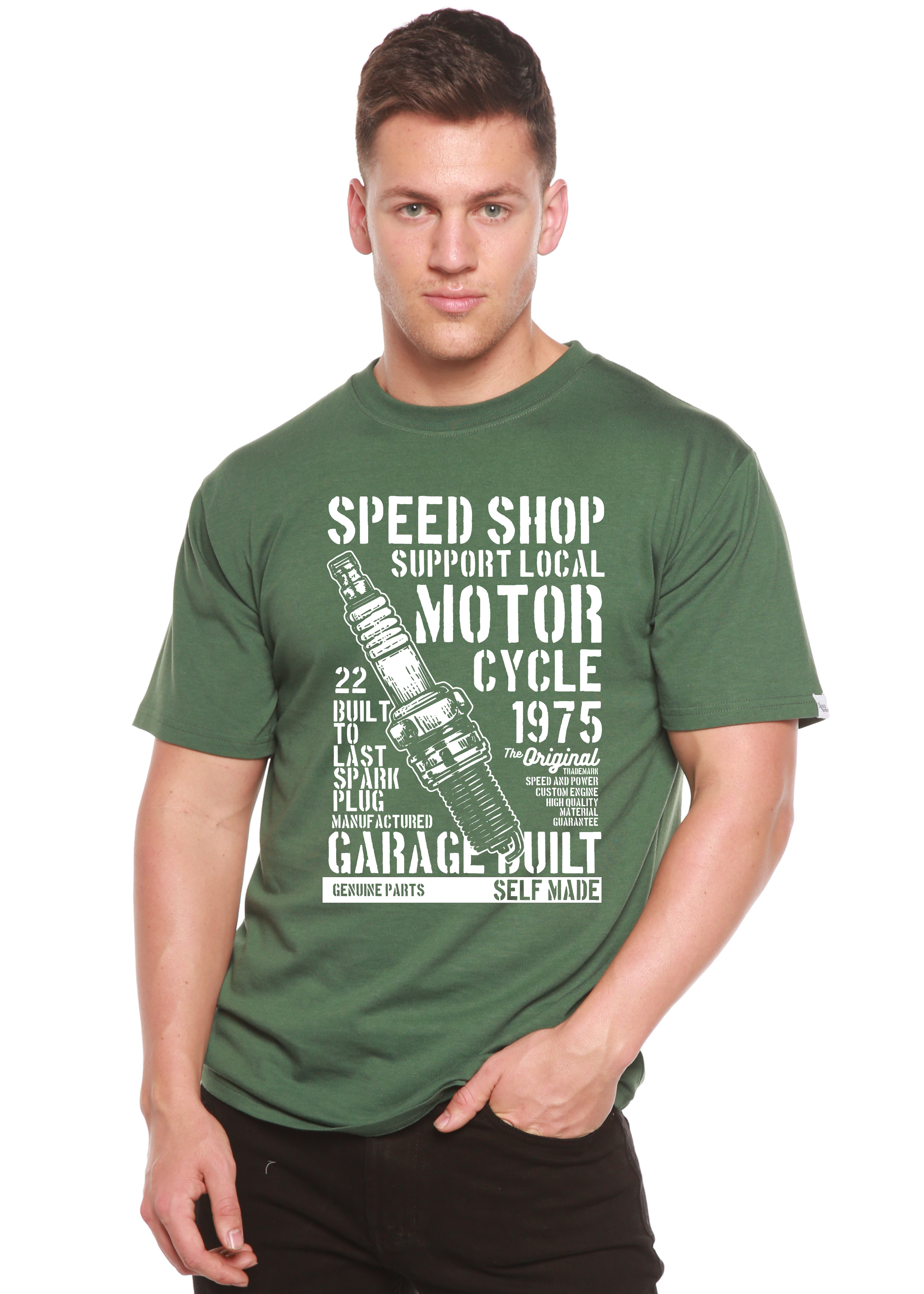 Spark Plug Spun Bamboo® Men's Bamboo Viscose/Organic Cotton Short Sleeve Graphic T-Shirt - The7Letter
