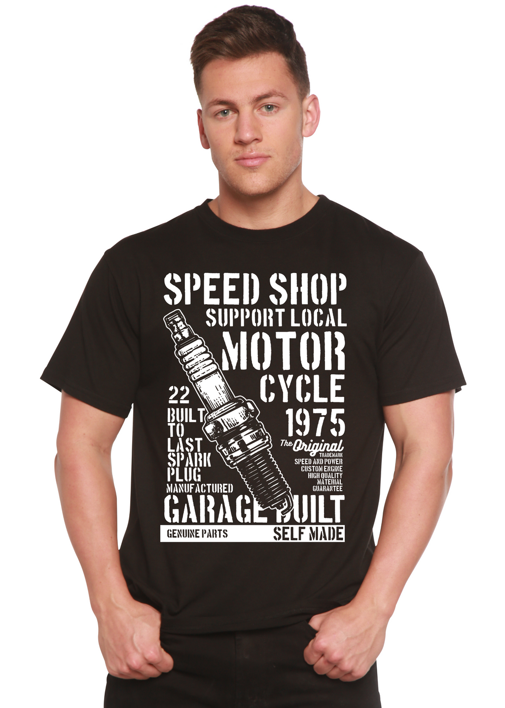 Spark Plug Spun Bamboo® Men's Bamboo Viscose/Organic Cotton Short Sleeve Graphic T-Shirt - The7Letter