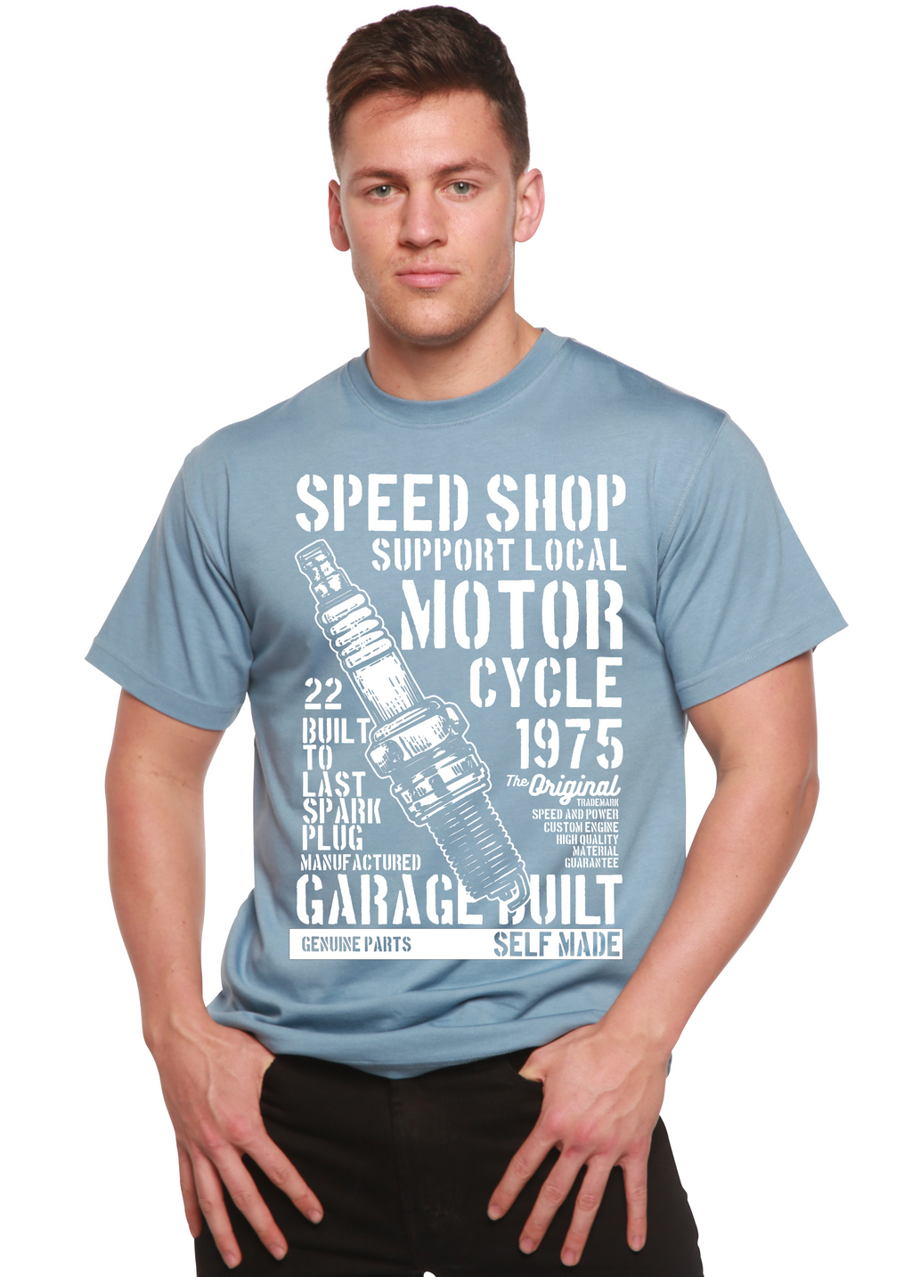 Spark Plug Spun Bamboo® Men's Bamboo Viscose/Organic Cotton Short Sleeve Graphic T-Shirt - The7Letter