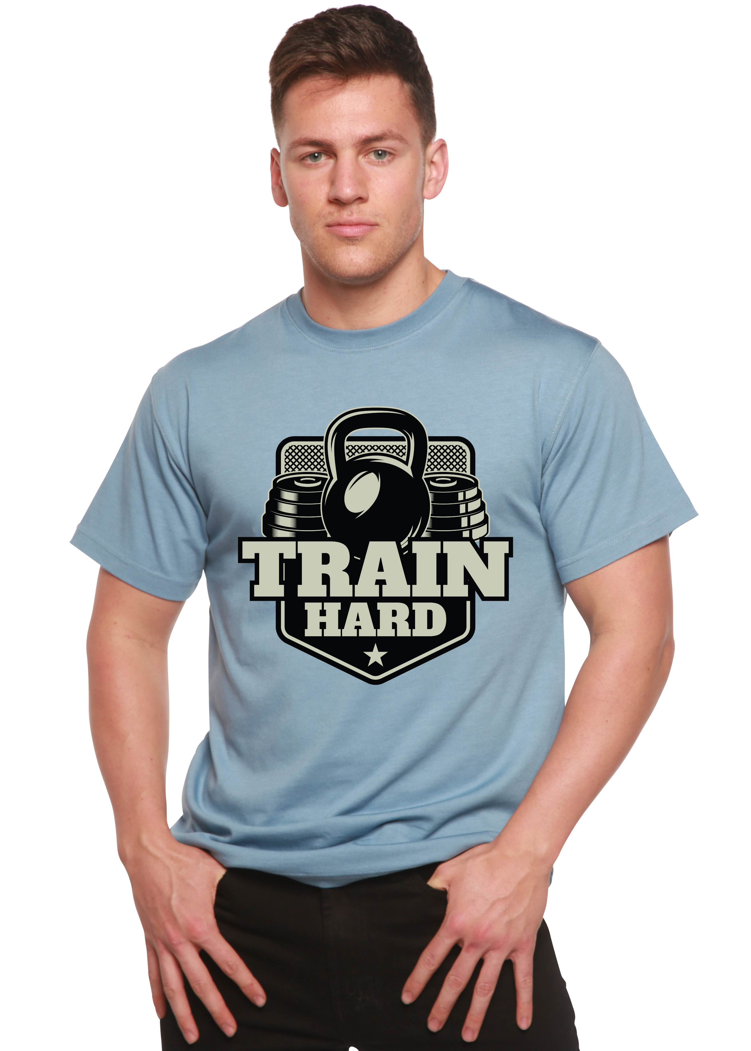 Train Hard Men's Bamboo Viscose/Organic Cotton Short Sleeve Graphic T-Shirt - The7Letter