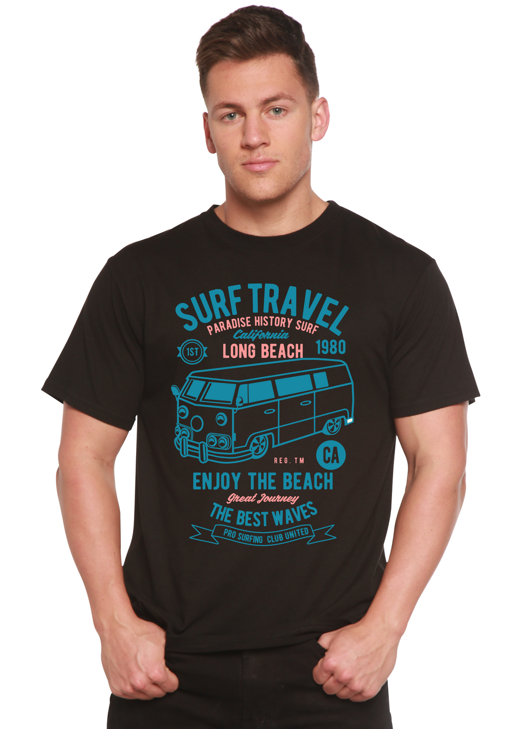 Surf Travel Spun Bamboo® Men's Bamboo Viscose/Organic Cotton Short Sleeve Graphic T-Shirt - The7Letter