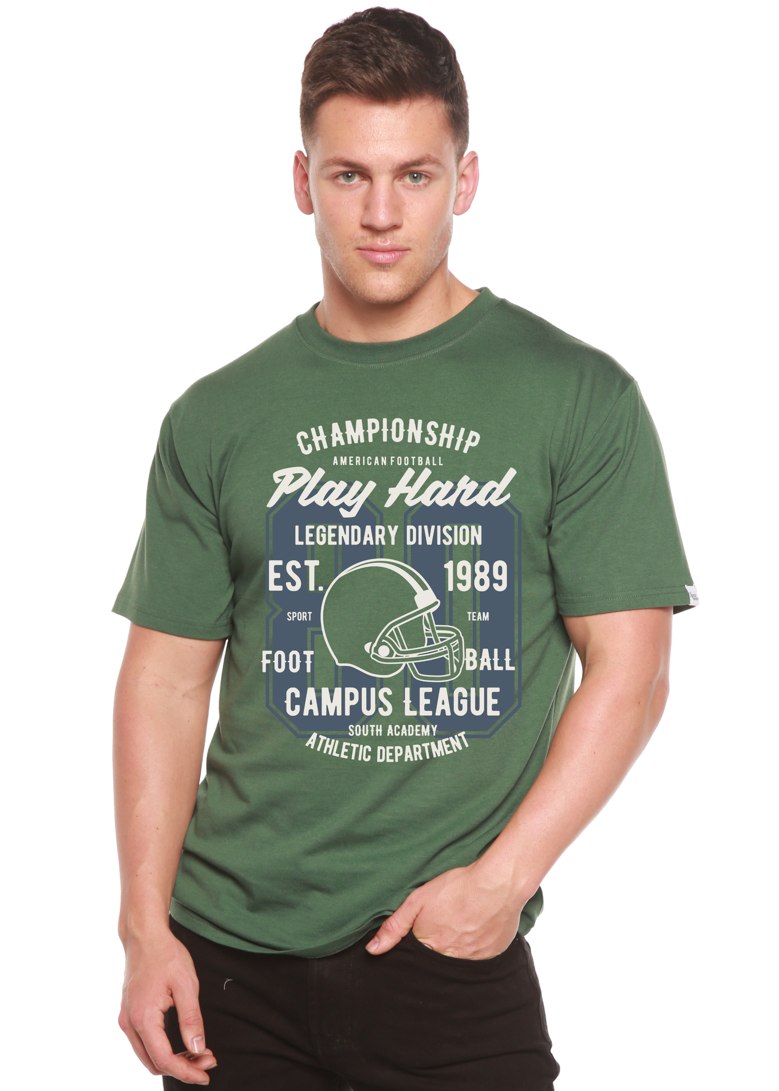 Play Hard Spun Bamboo® Men's Bamboo Viscose/Organic Cotton Short Sleeve Graphic T-Shirt - The7Letter
