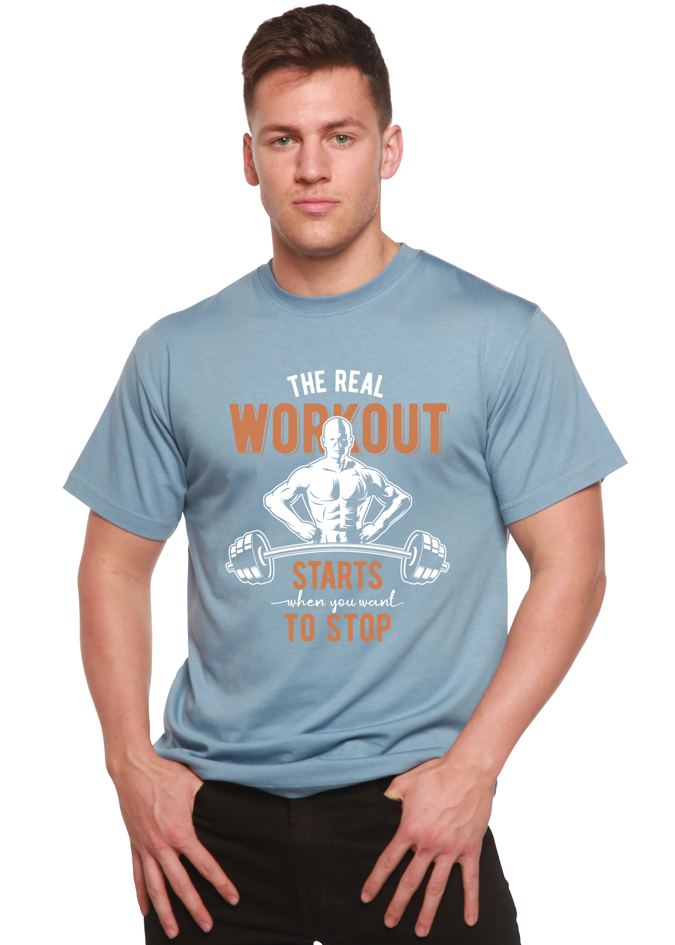 The Real Workout Men's Bamboo Viscose/Organic Cotton Short Sleeve Graphic T-Shirt - The7Letter