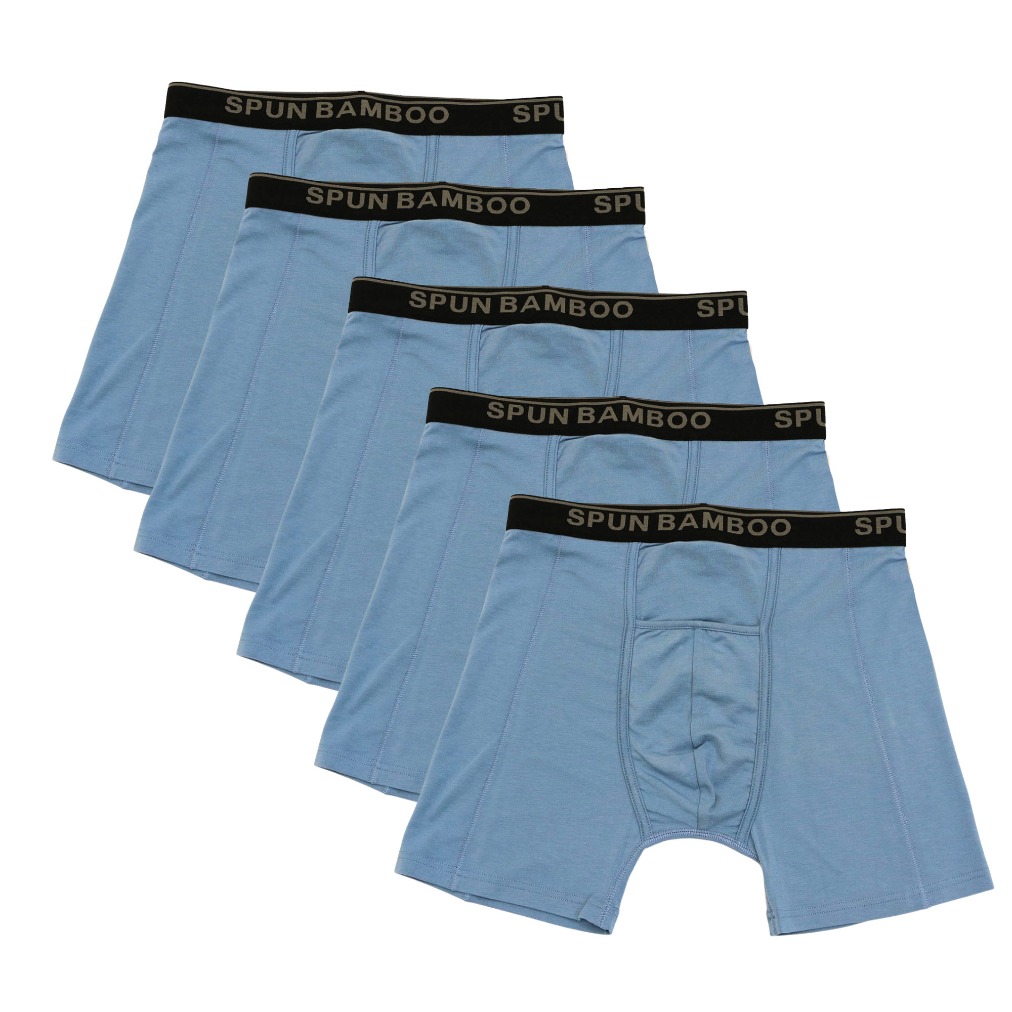 Men's Bamboo Viscose Boxer Briefs Underwear Steel Blue Color - 5-pack - The7Letter